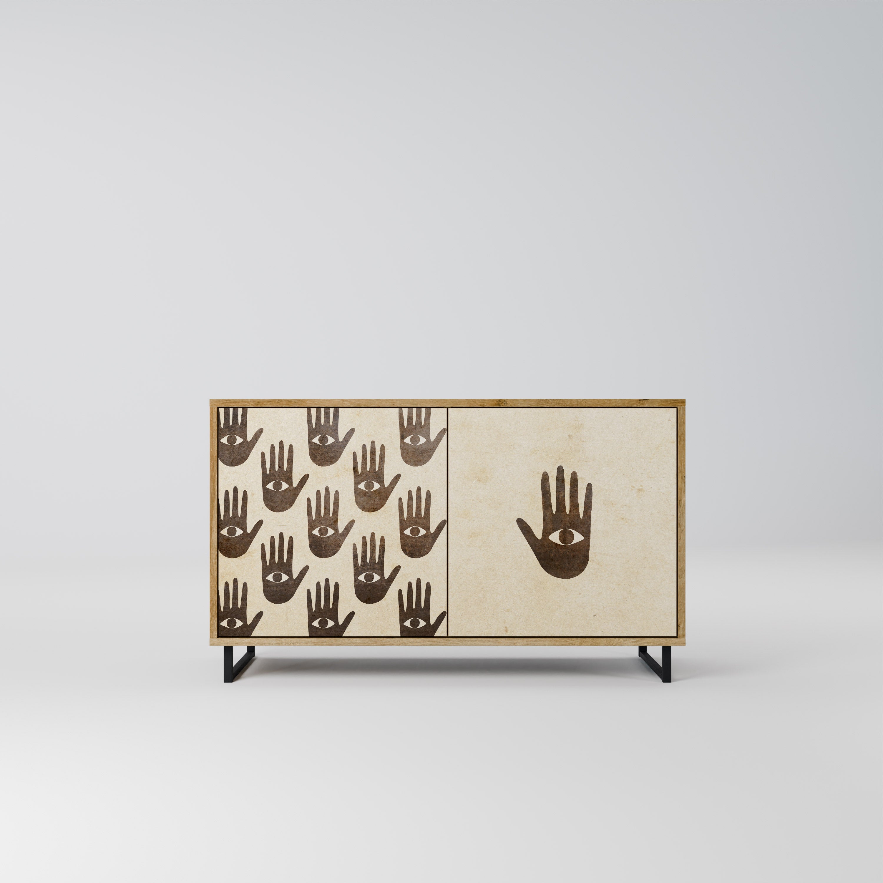 VOIR PLUS Buffet 2 portes effet chêne