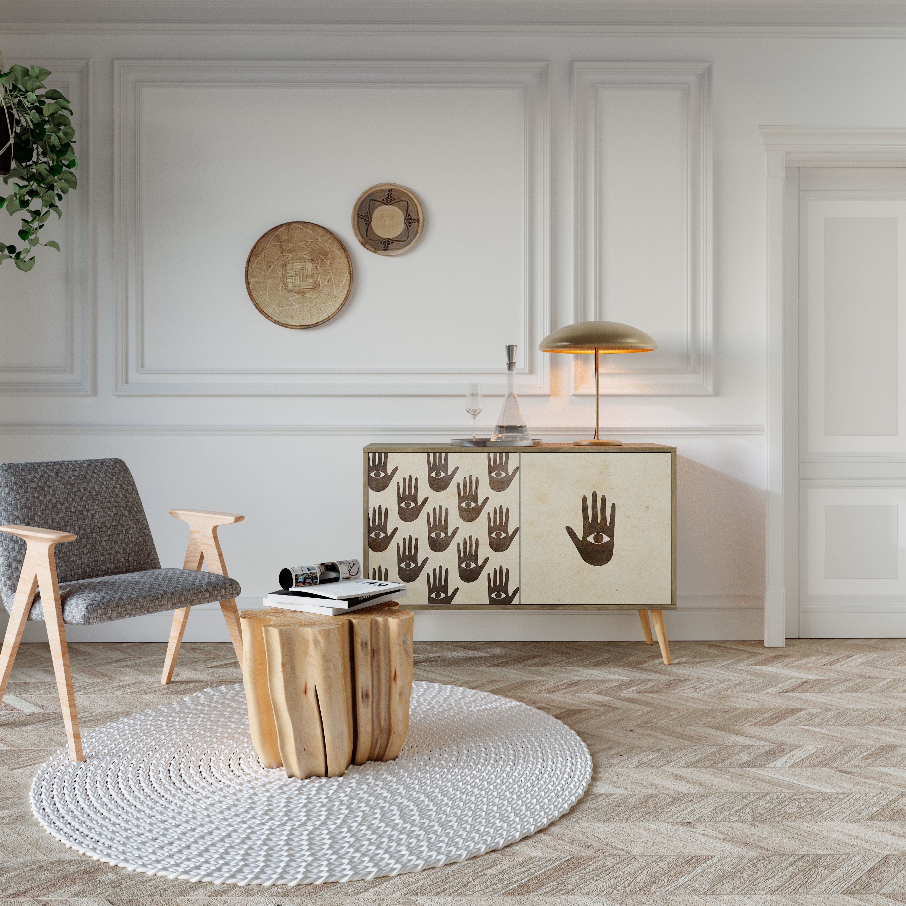 VOIR PLUS Buffet 2 portes effet chêne