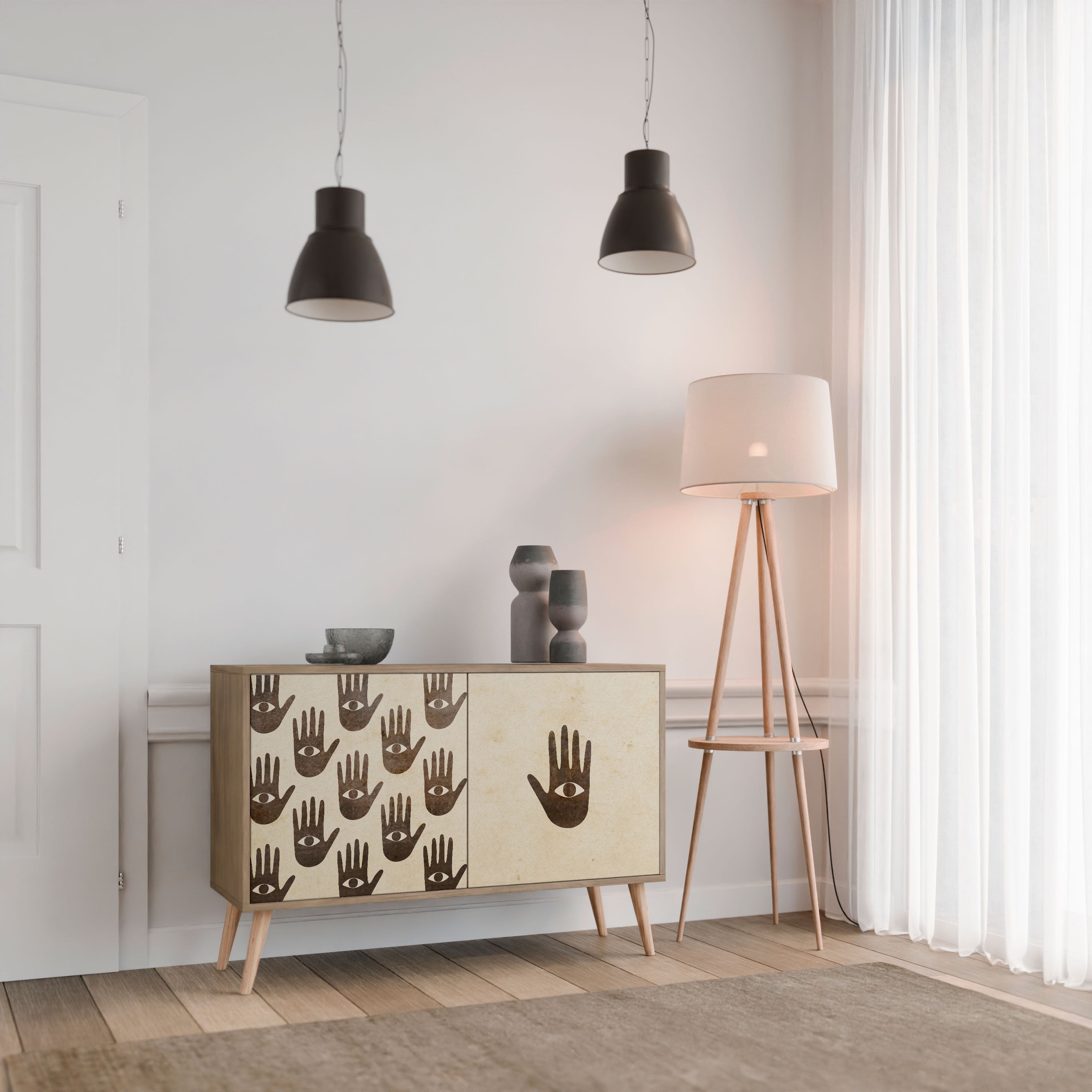 VOIR PLUS Buffet 2 portes effet chêne