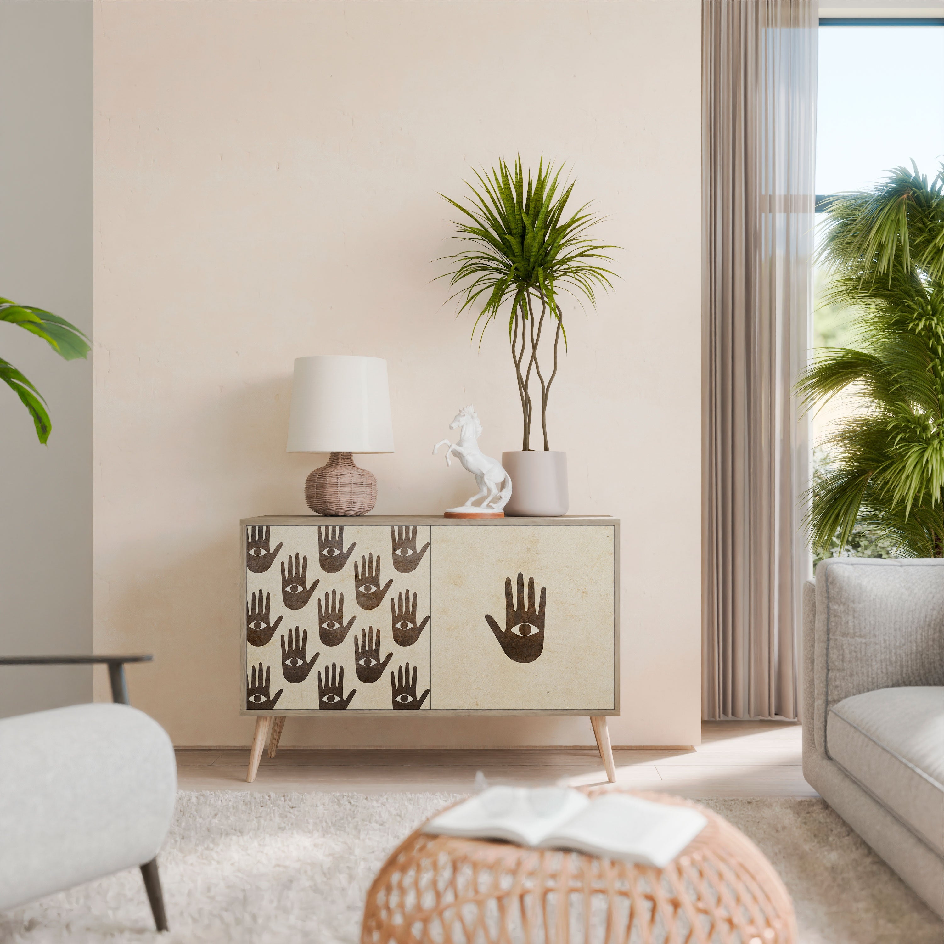 VOIR PLUS Buffet 2 portes effet chêne