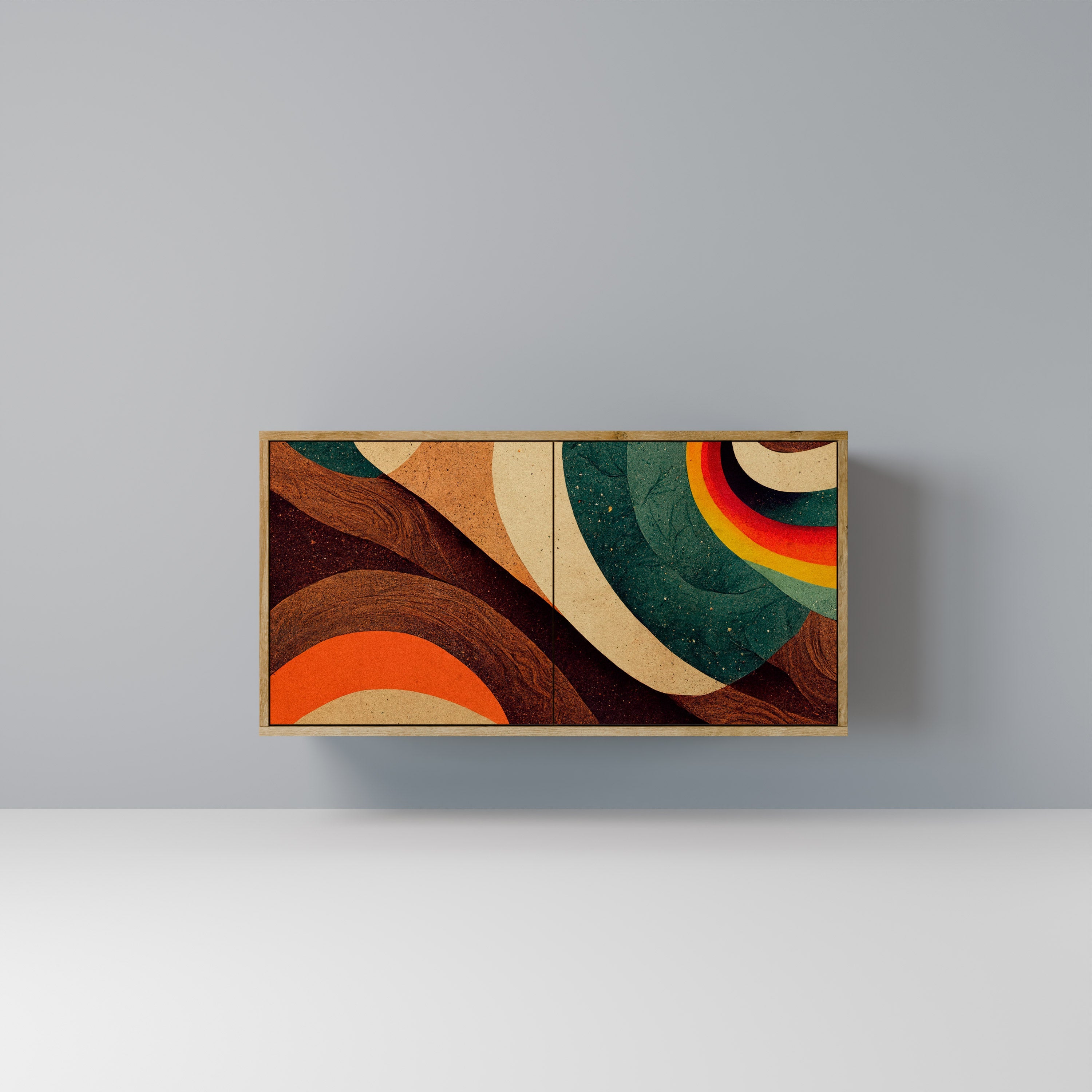 Buffet 2 portes COLORFUL STRANDS effet chêne