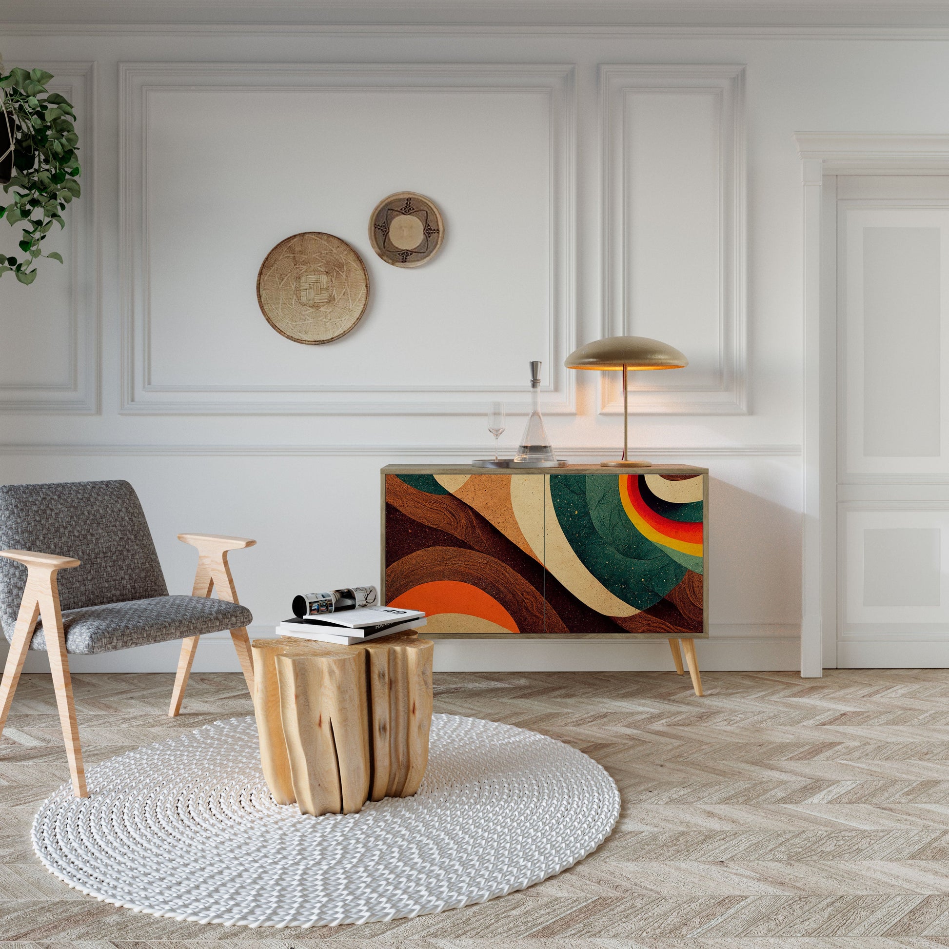 COLORFUL STRANDS 2-Door Sideboard in Oak Effect