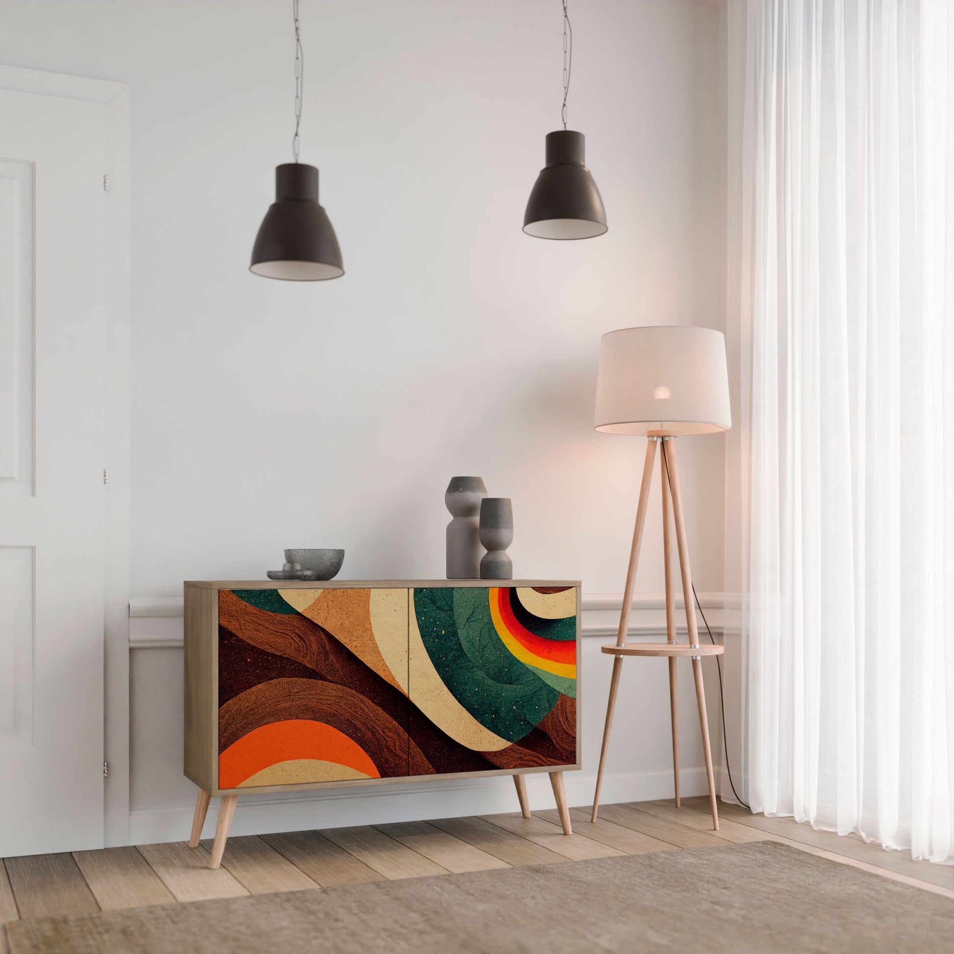 COLORFUL STRANDS 2-Door Sideboard in Oak Effect