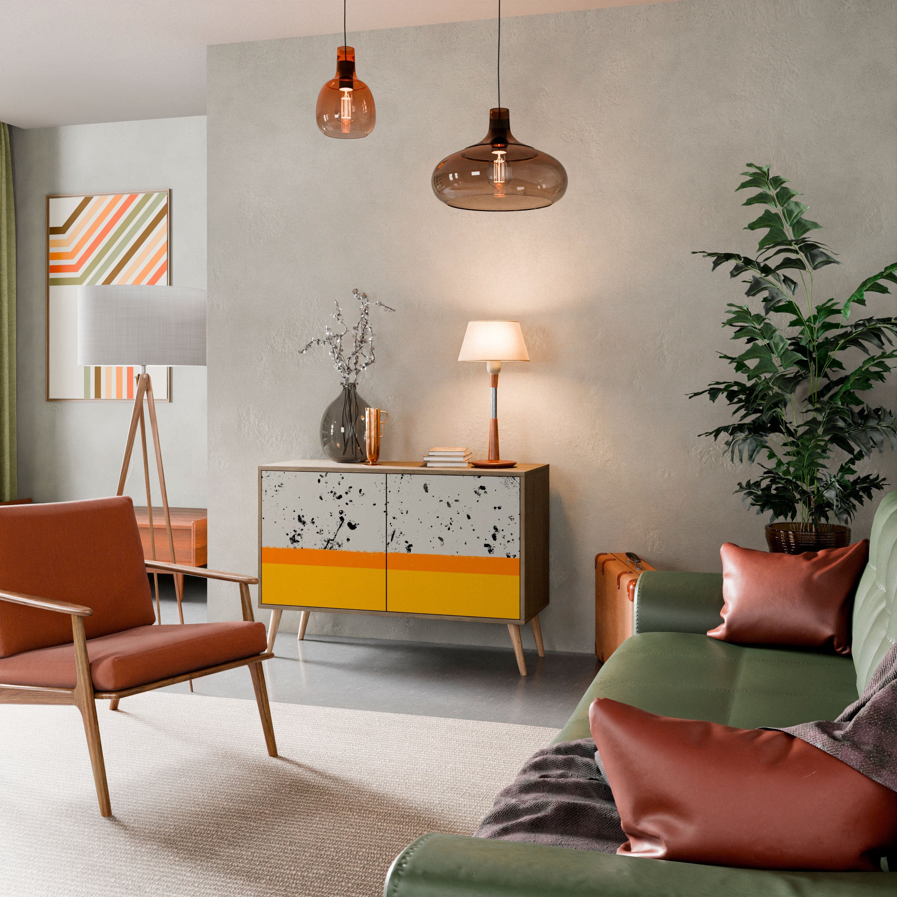 Buffet 2 portes DYED BY ORANGE effet chêne