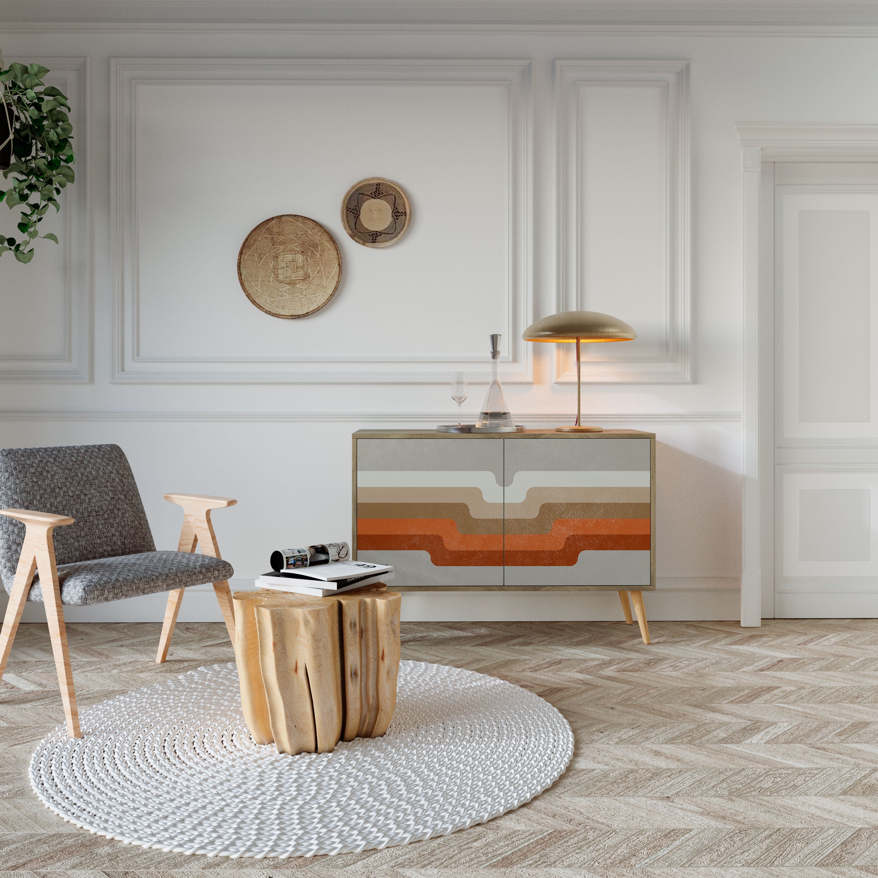 Buffet 2 portes PECULIAR TRAIL effet chêne