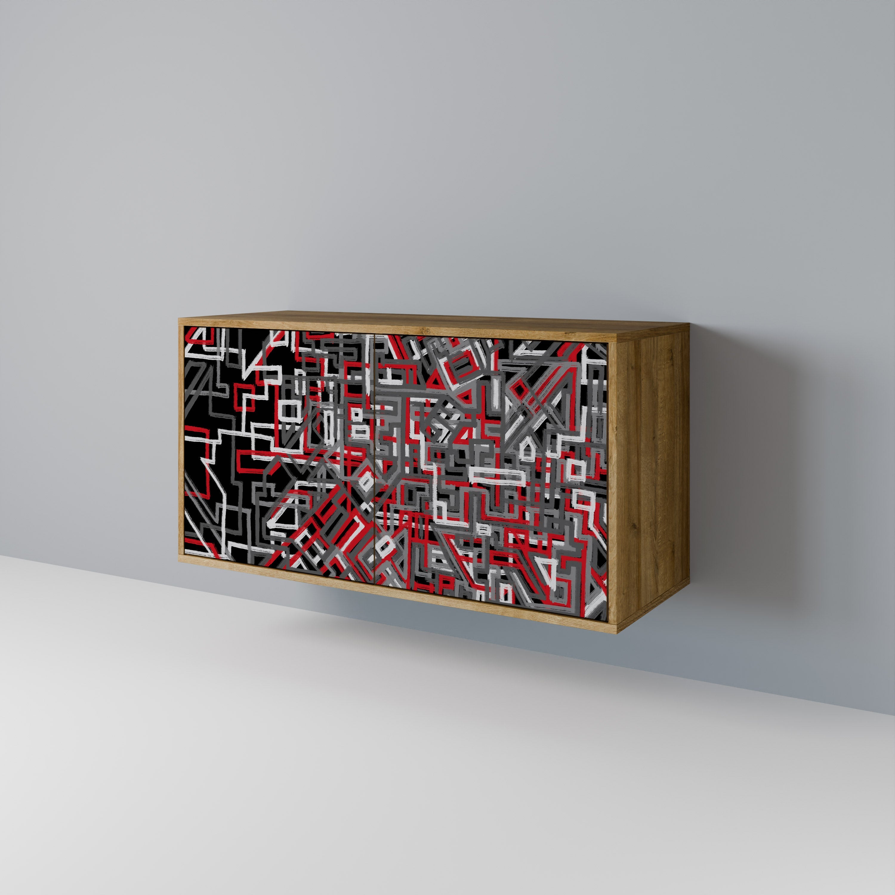 Buffet 2 portes BROKEN LINES effet chêne