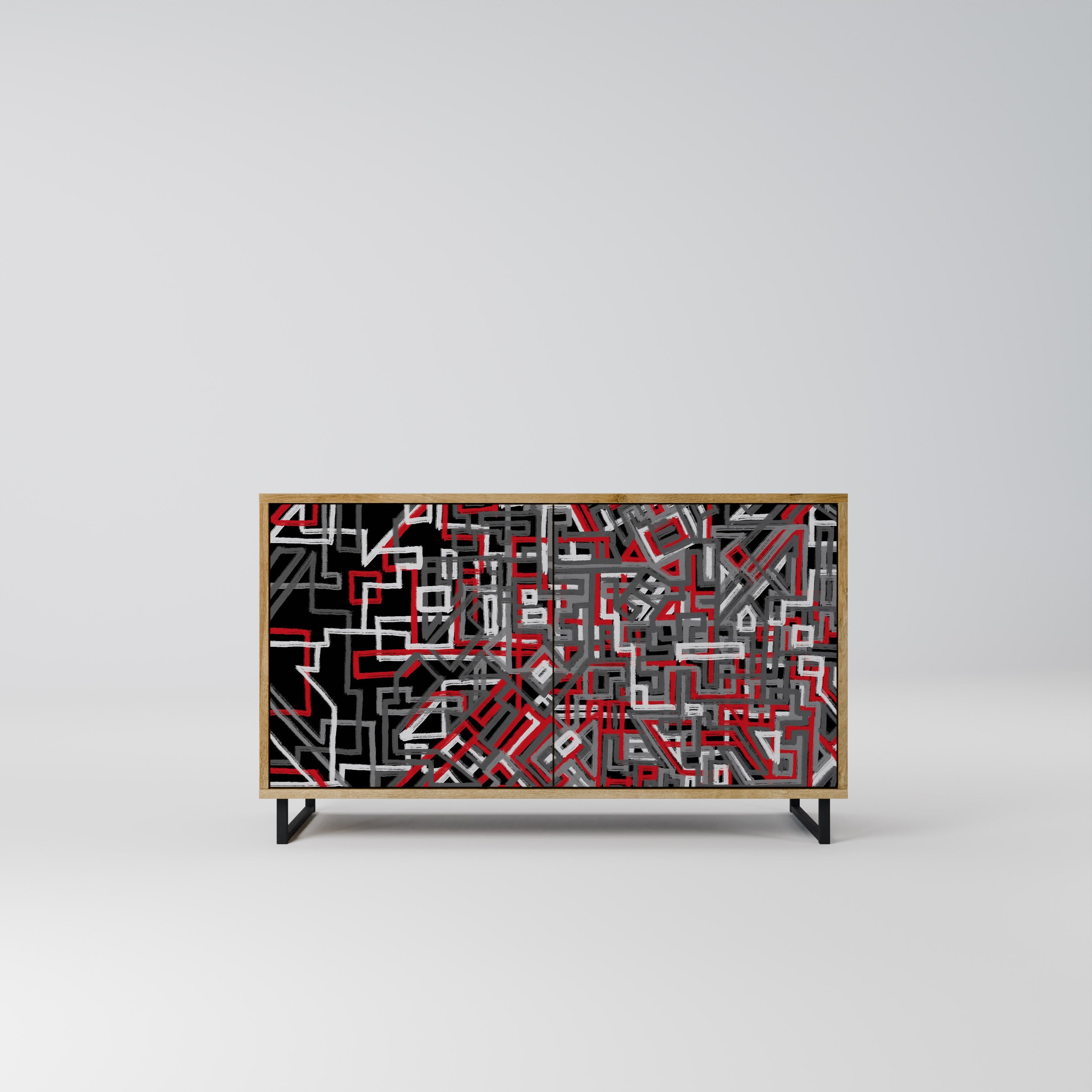 Buffet 2 portes BROKEN LINES effet chêne