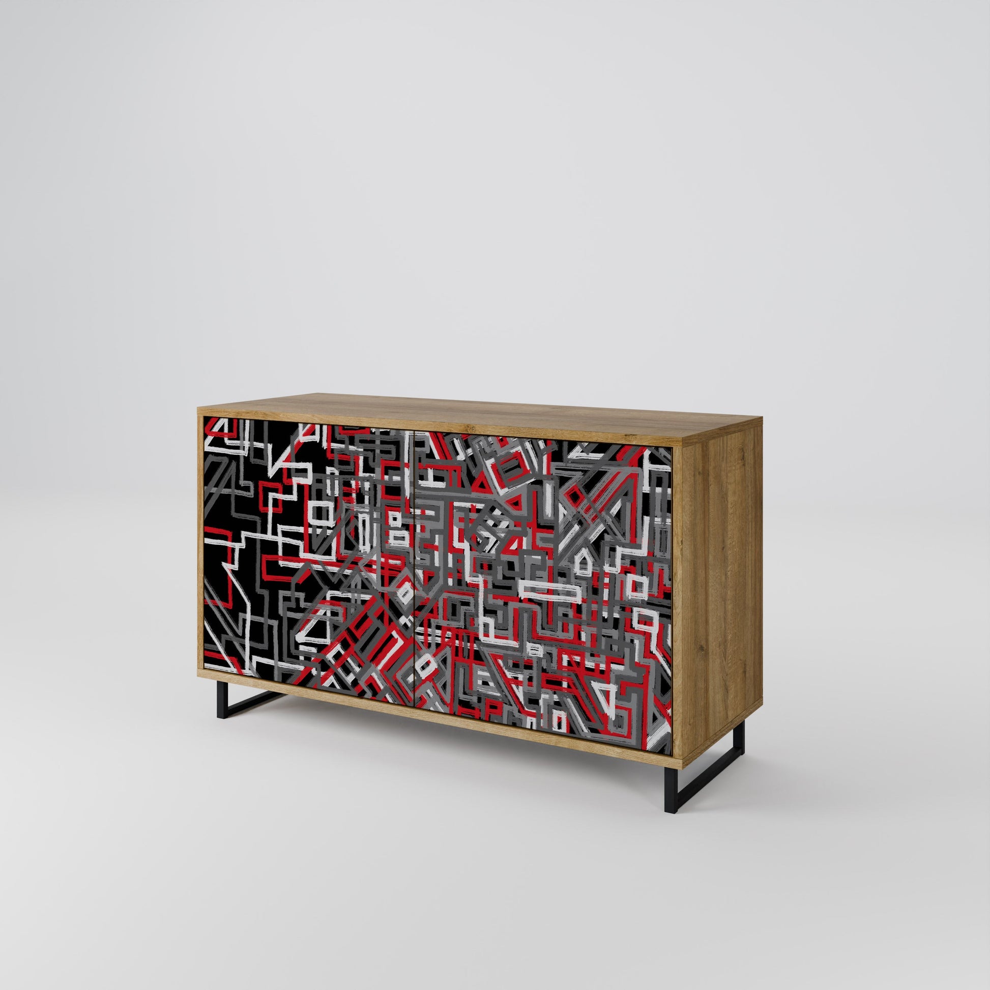 BROKEN LINES 2-Door Sideboard in Oak Effect
