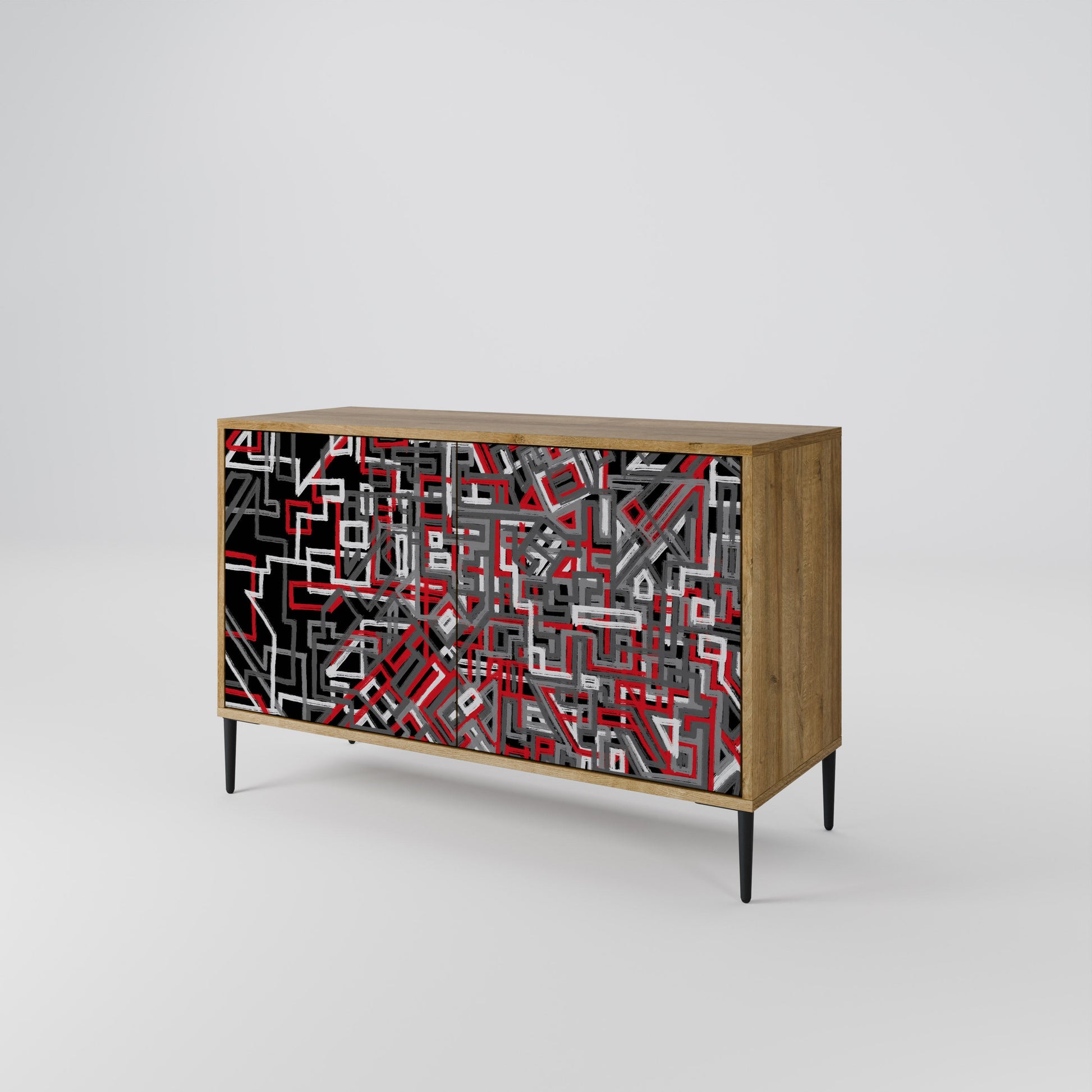 BROKEN LINES 2-Door Sideboard in Oak Effect