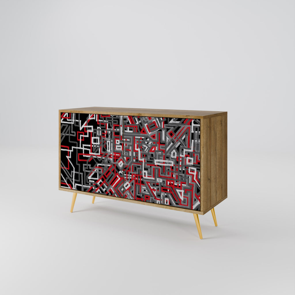 BROKEN LINES 2-Door Sideboard in Oak Effect