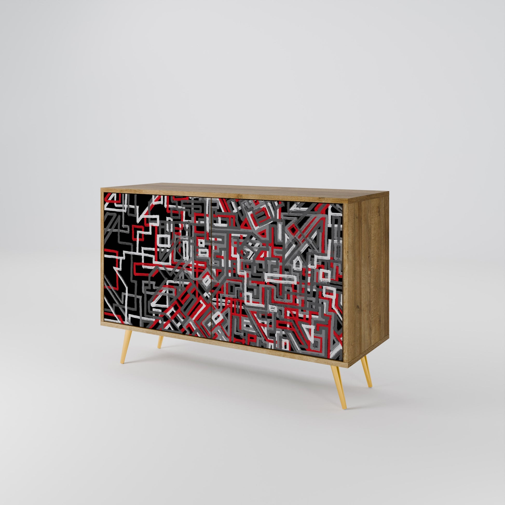 BROKEN LINES 2-Door Sideboard in Oak Effect