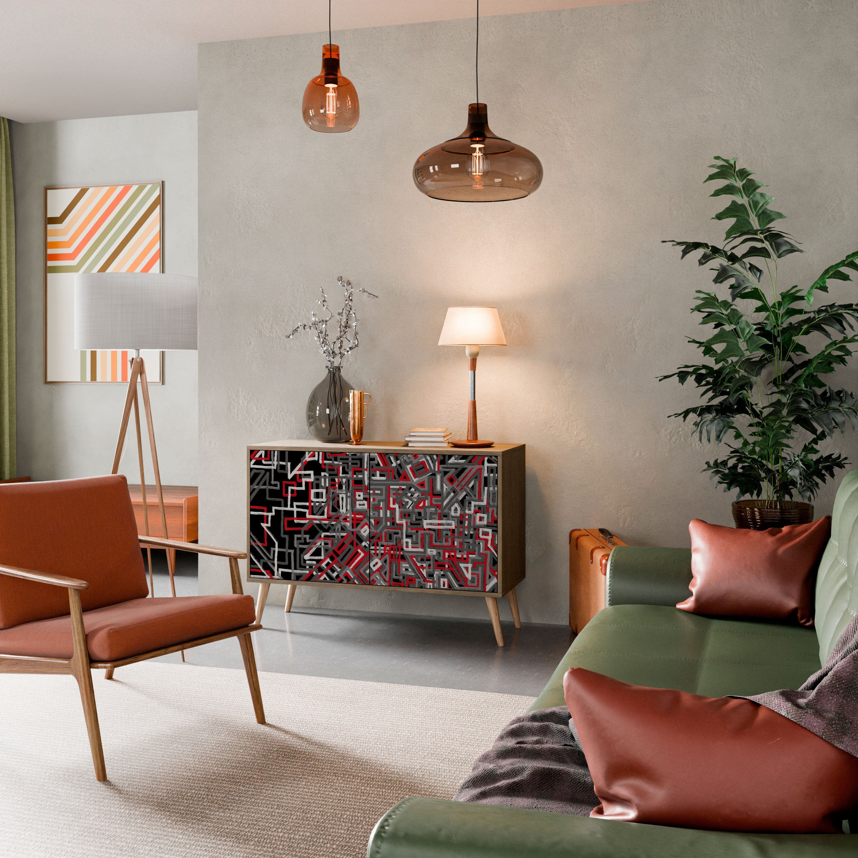 Buffet 2 portes BROKEN LINES effet chêne