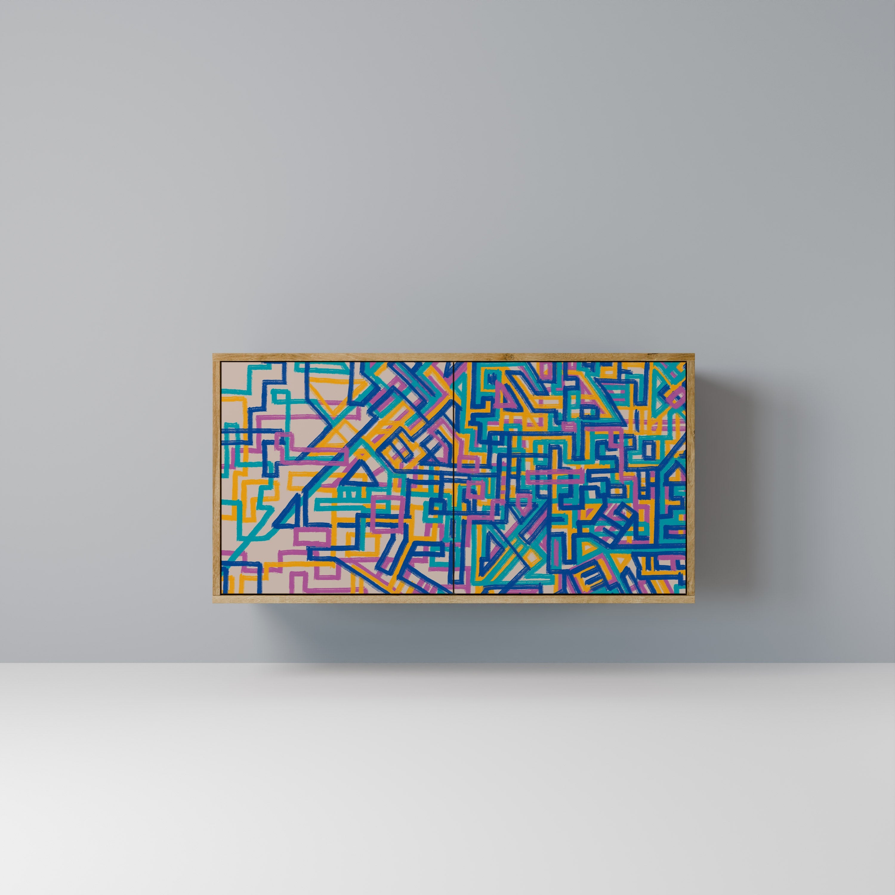 Buffet 2 portes MEMORIES MAP effet chêne