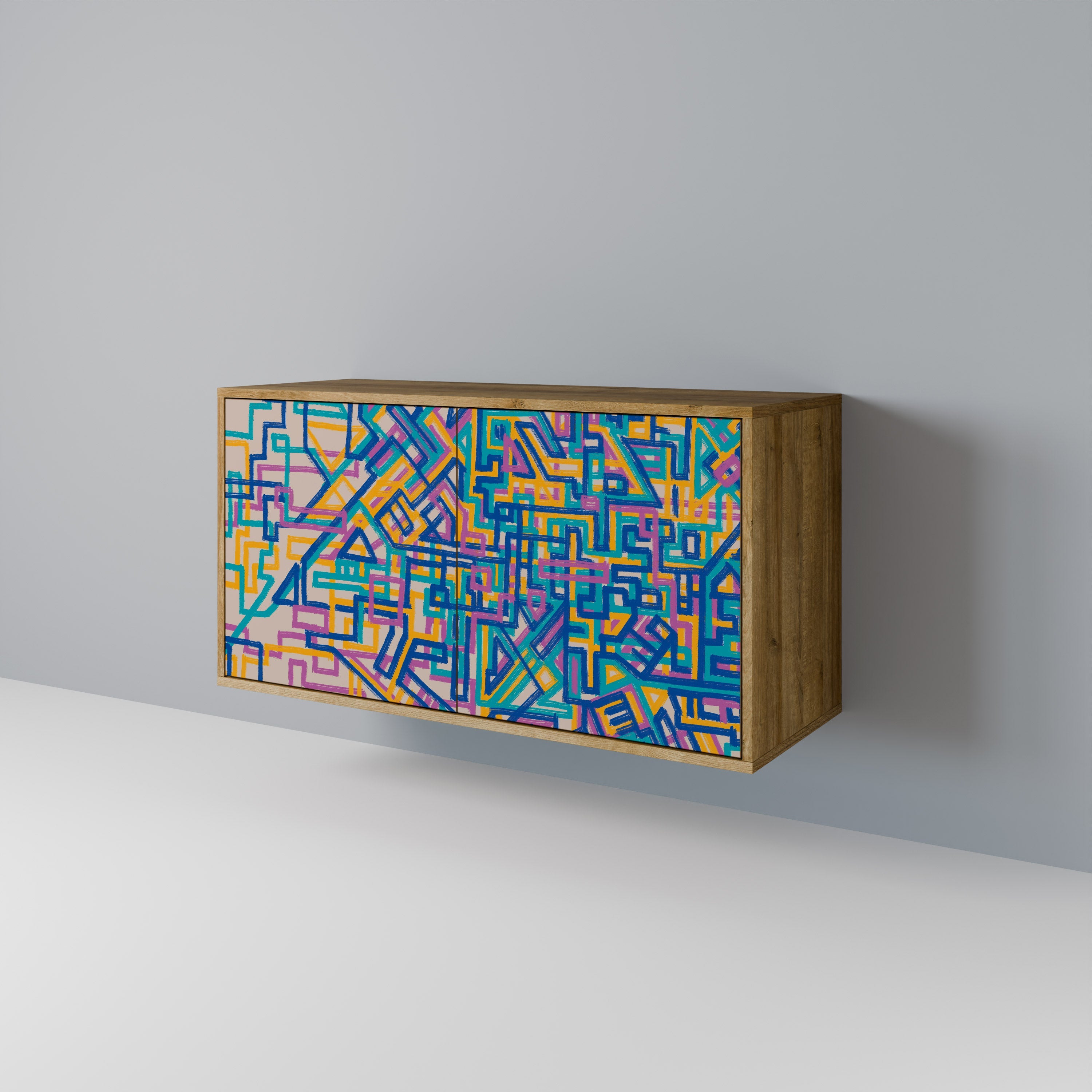 Buffet 2 portes MEMORIES MAP effet chêne