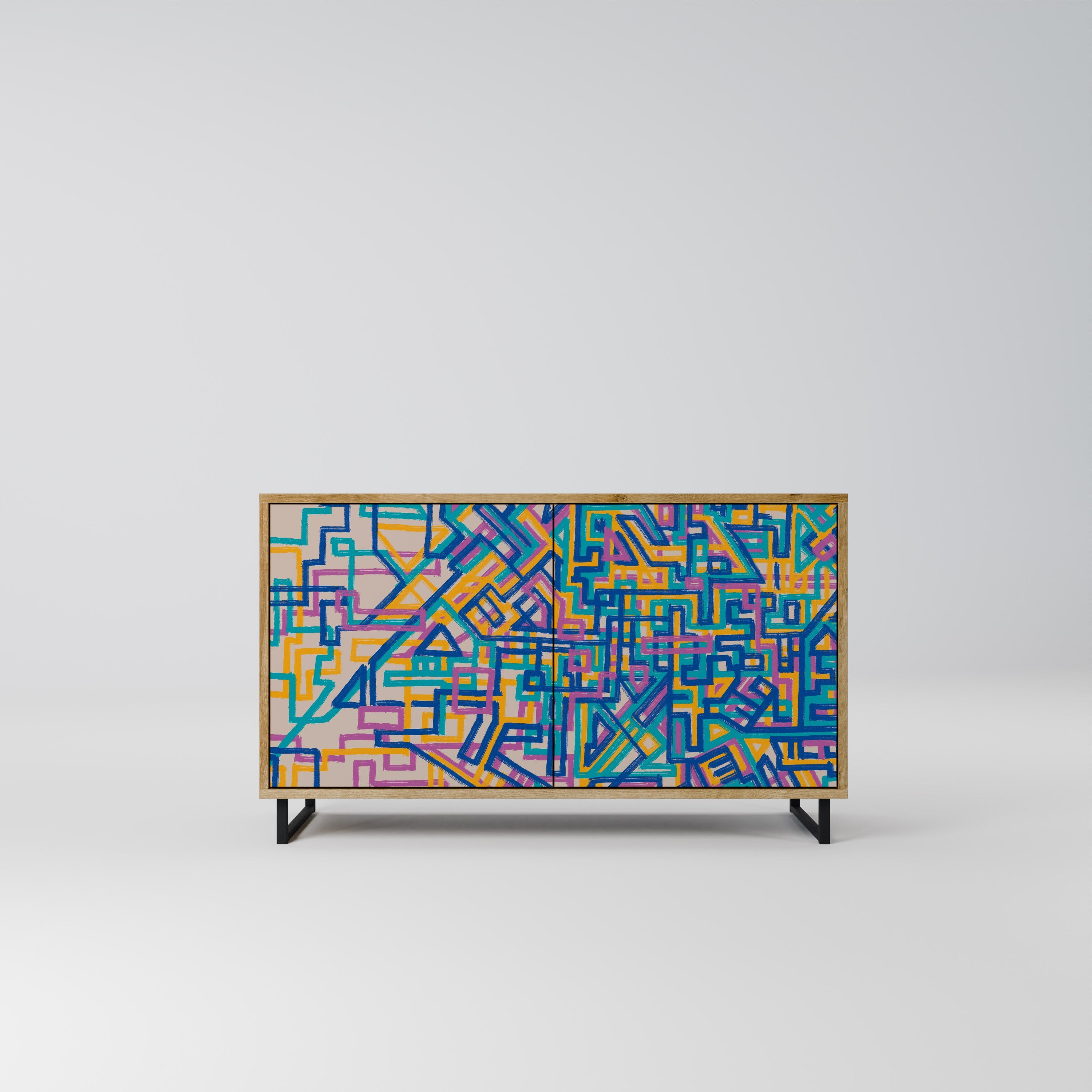 Buffet 2 portes MEMORIES MAP effet chêne