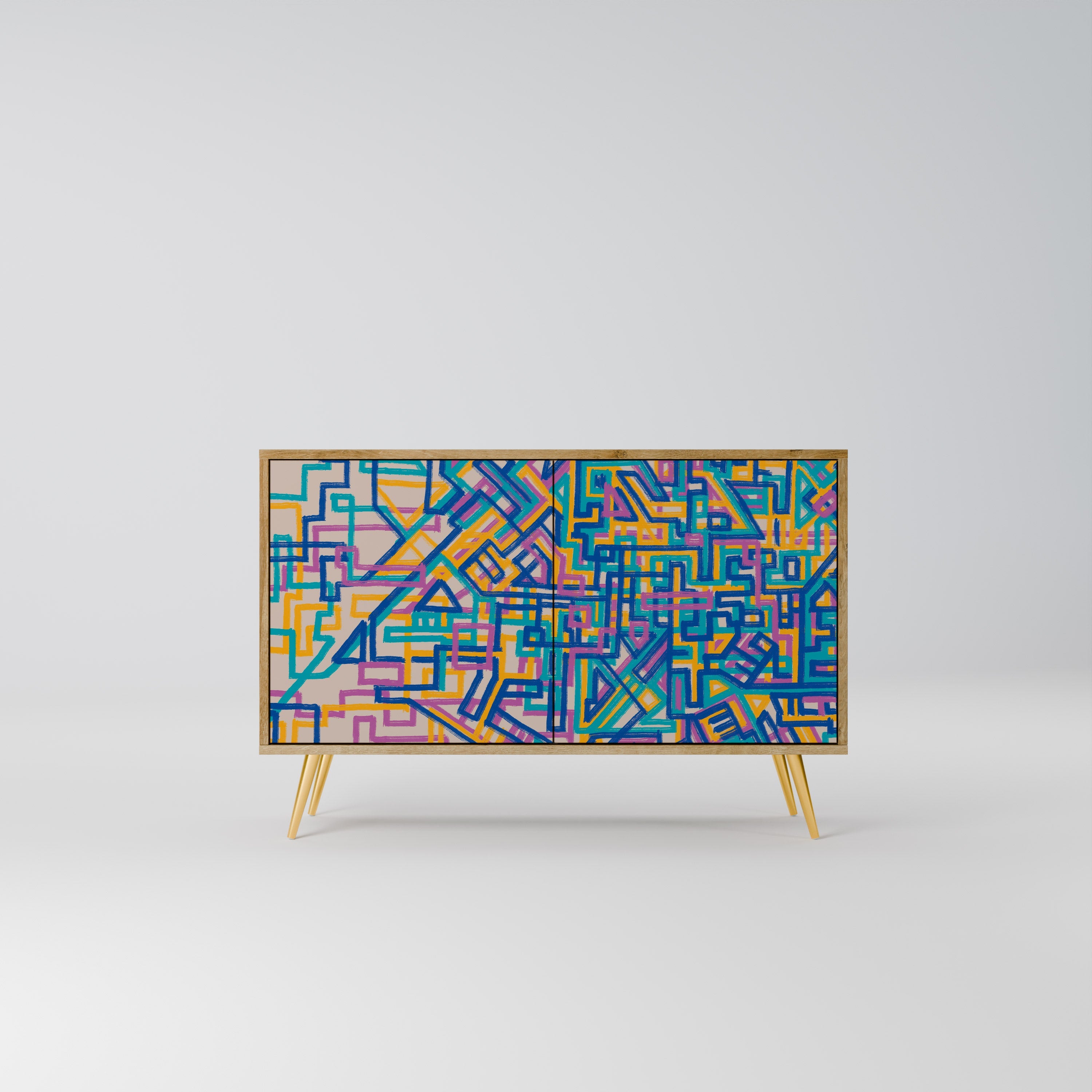 Buffet 2 portes MEMORIES MAP effet chêne