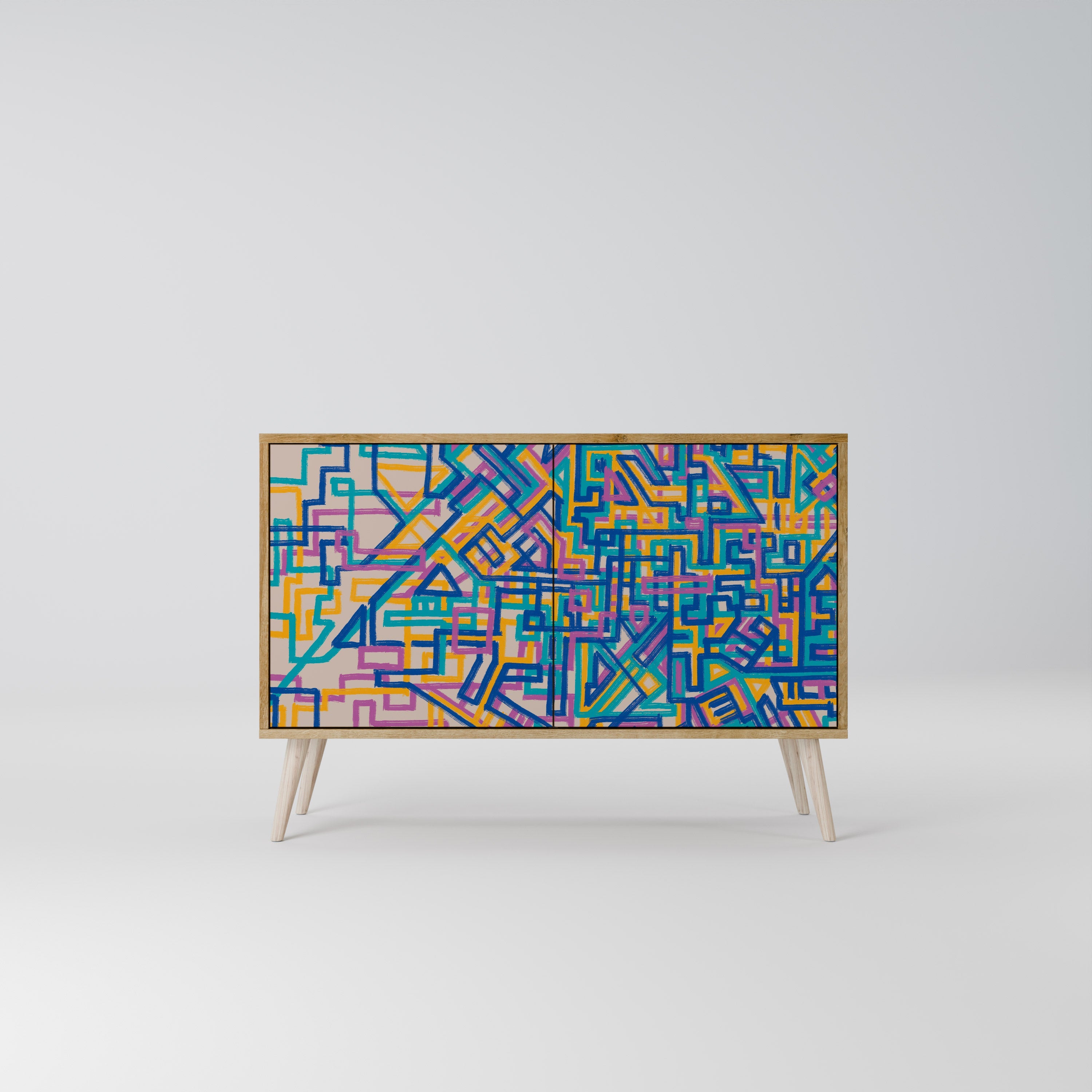 Buffet 2 portes MEMORIES MAP effet chêne