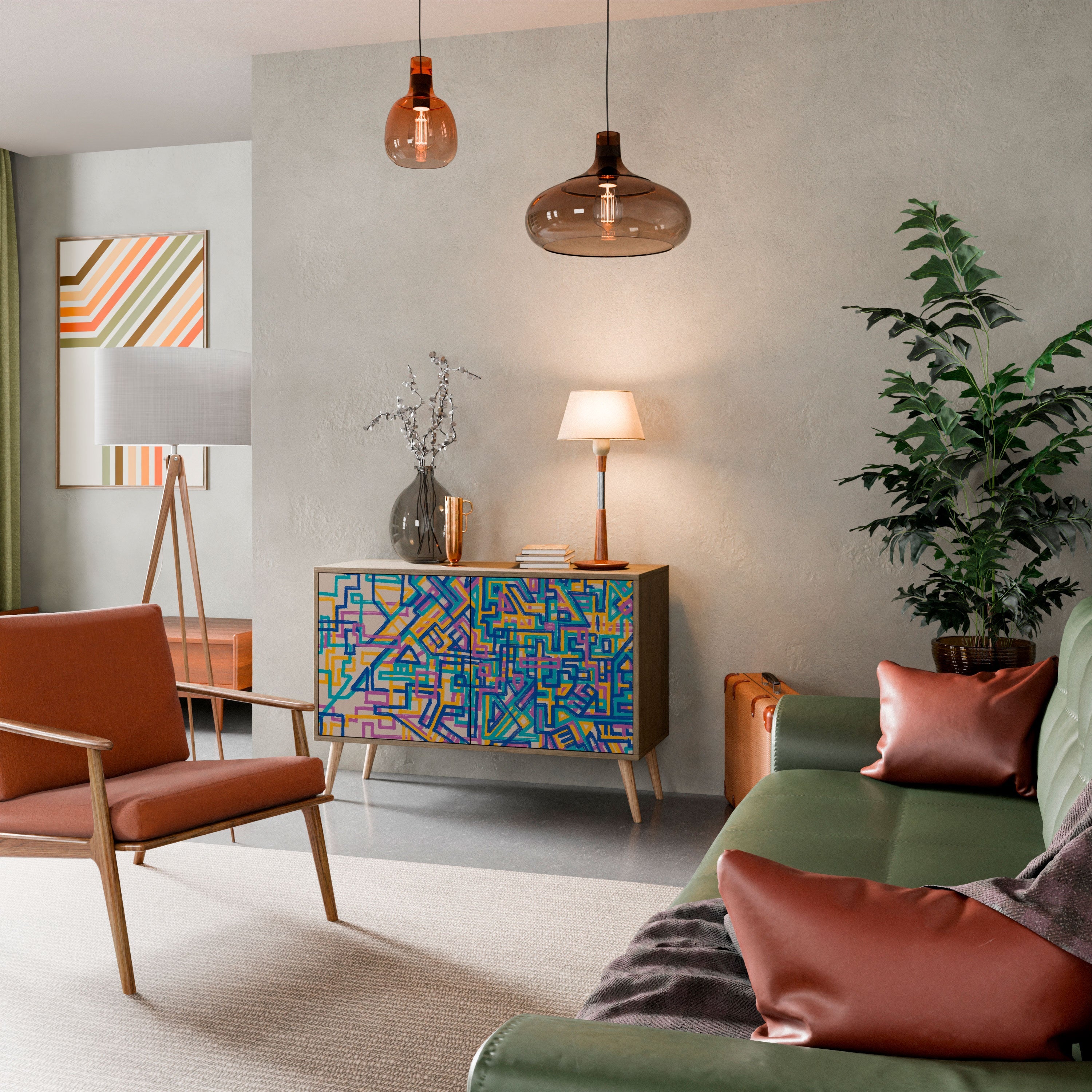 Buffet 2 portes MEMORIES MAP effet chêne