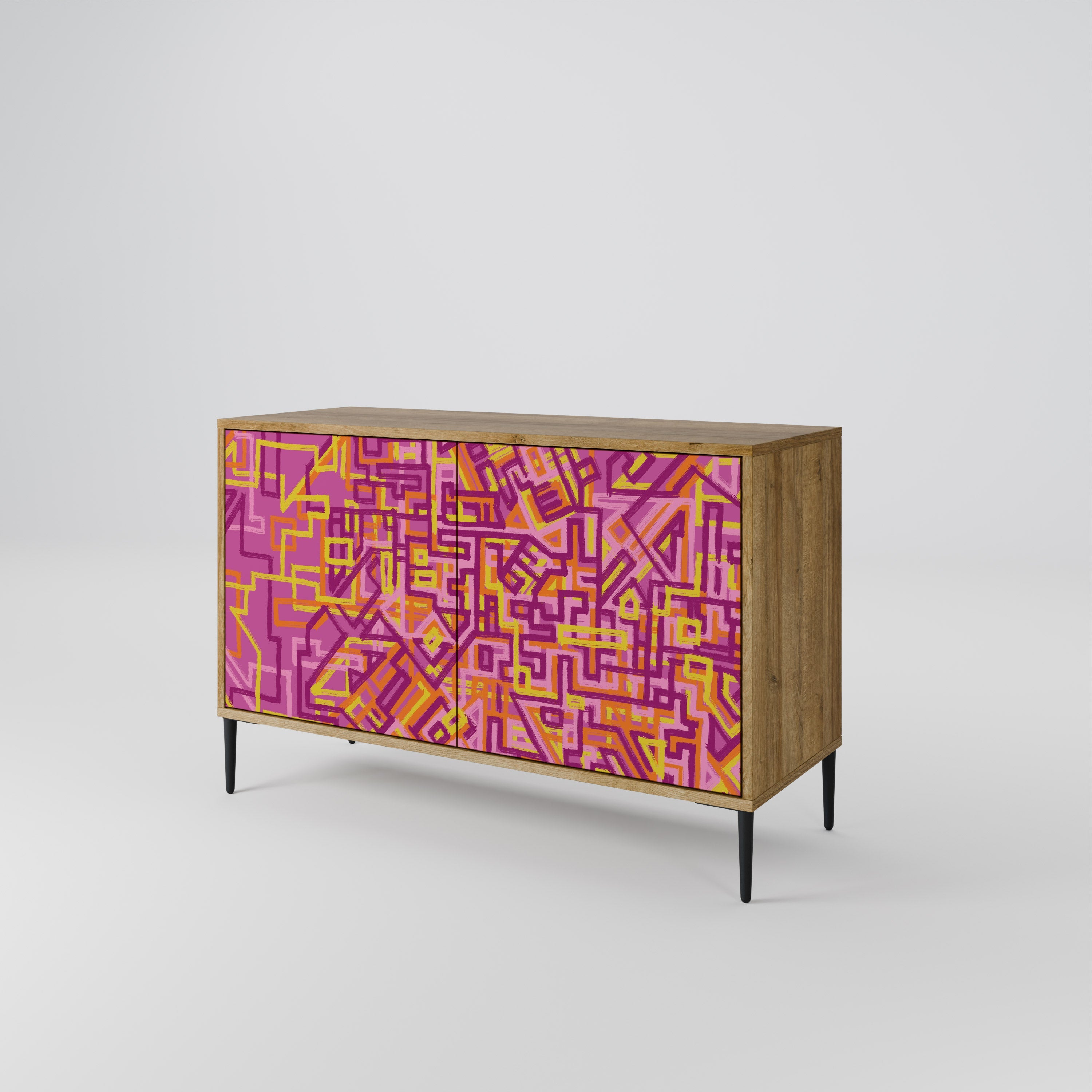 Buffet 2 portes LOVELY MEMORIES effet chêne