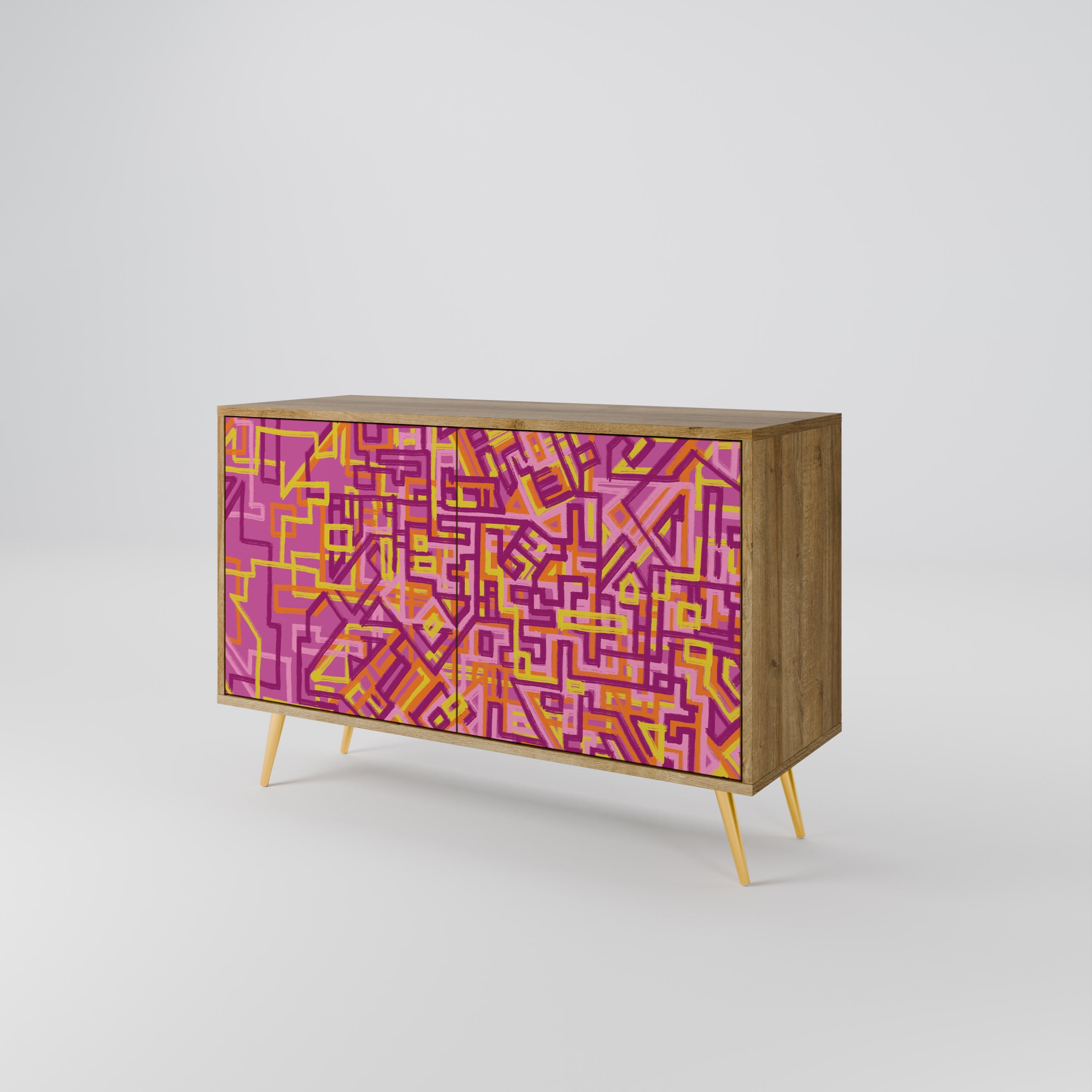 Buffet 2 portes LOVELY MEMORIES effet chêne