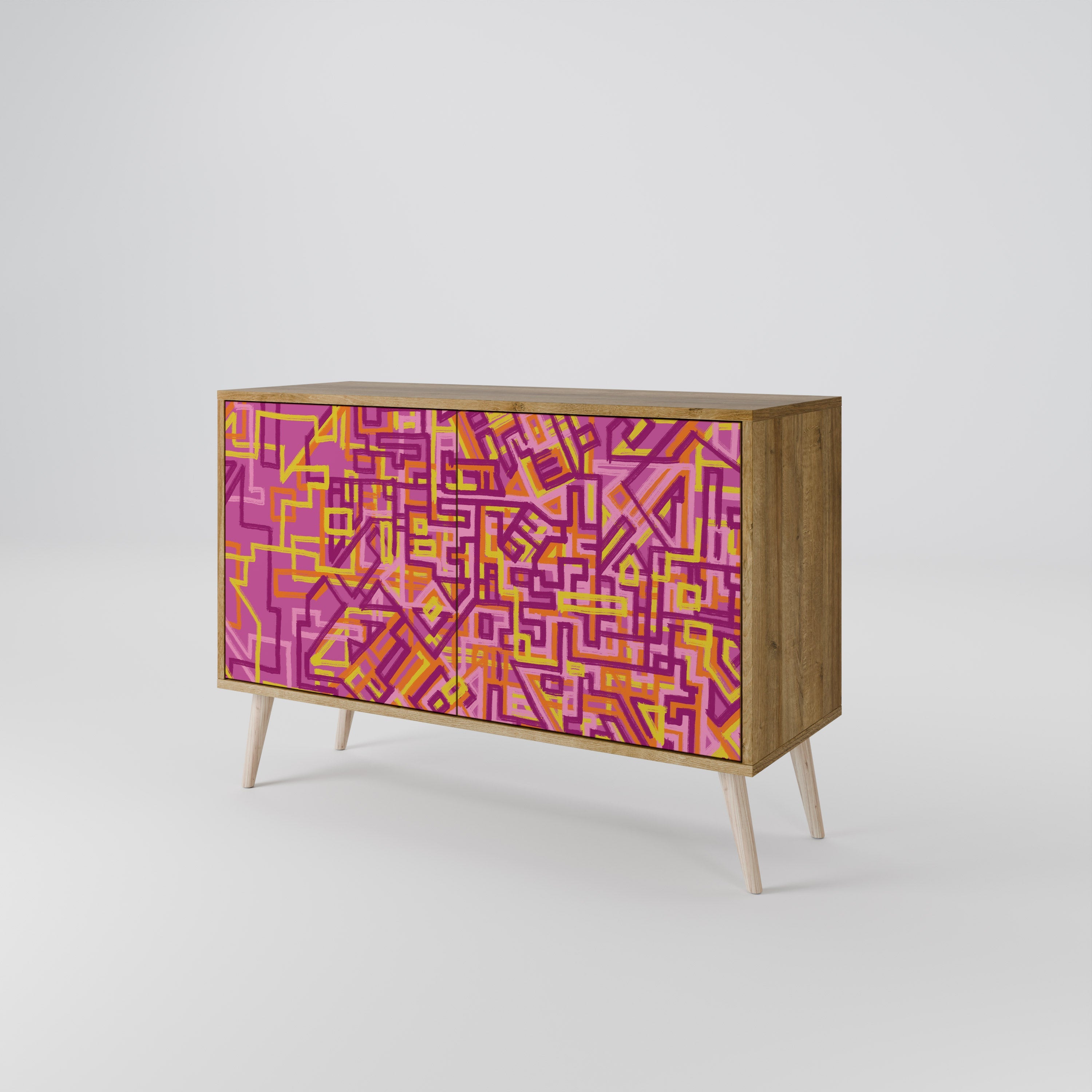 Buffet 2 portes LOVELY MEMORIES effet chêne