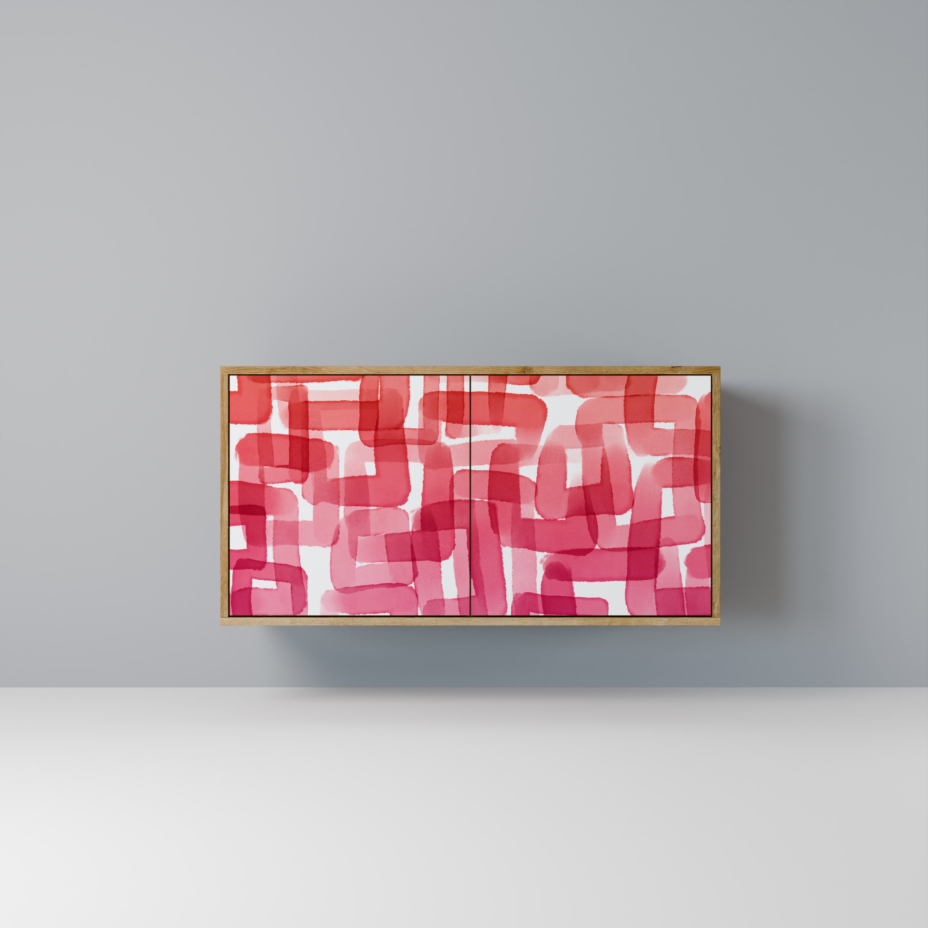 Buffet 2 portes KALEIDOSCOPIC CUBISM effet chêne