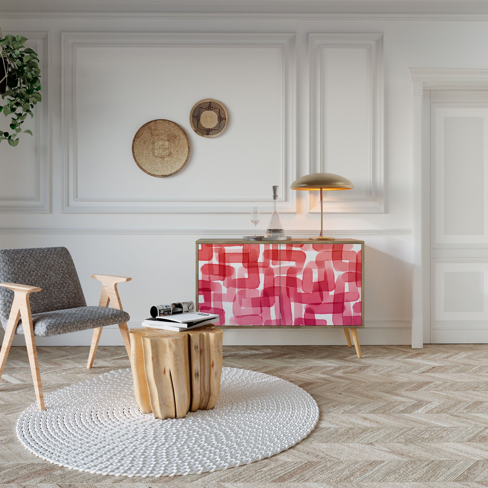 KALEIDOSCOPIC CUBISM 2-Door Sideboard in Oak Effect