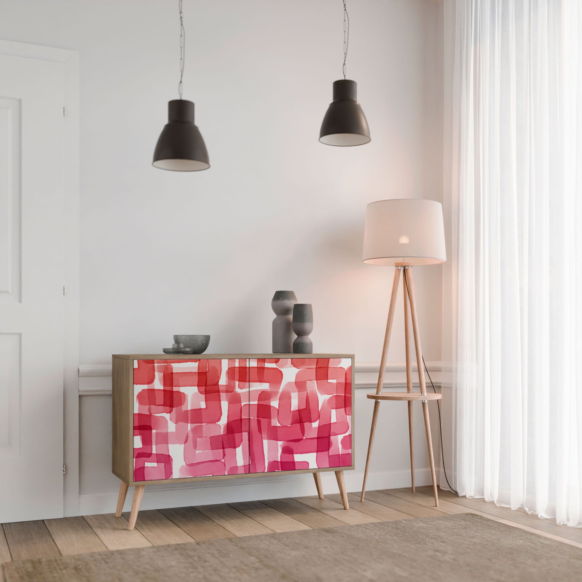 KALEIDOSCOPIC CUBISM 2-Door Sideboard in Oak Effect
