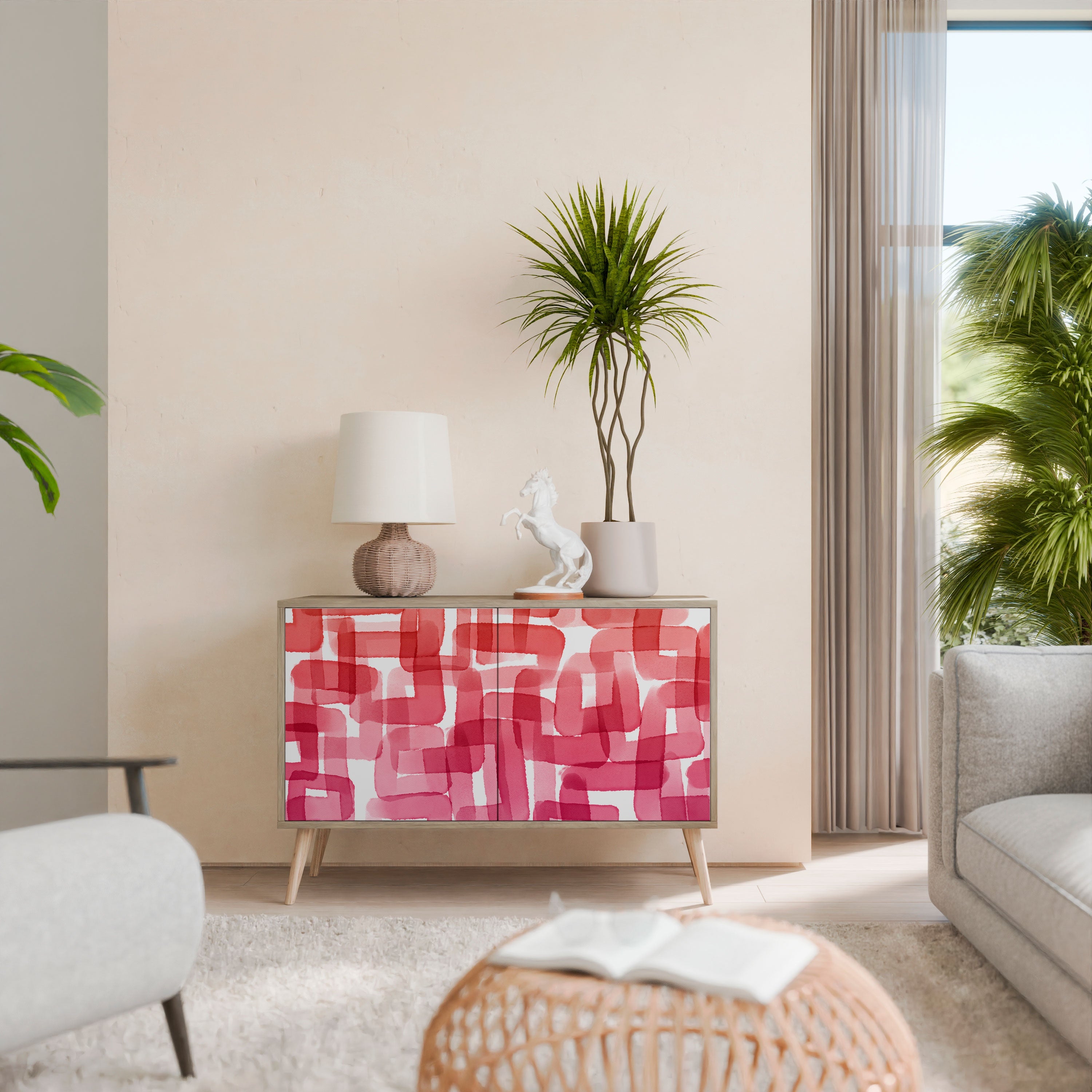 Buffet 2 portes KALEIDOSCOPIC CUBISM effet chêne