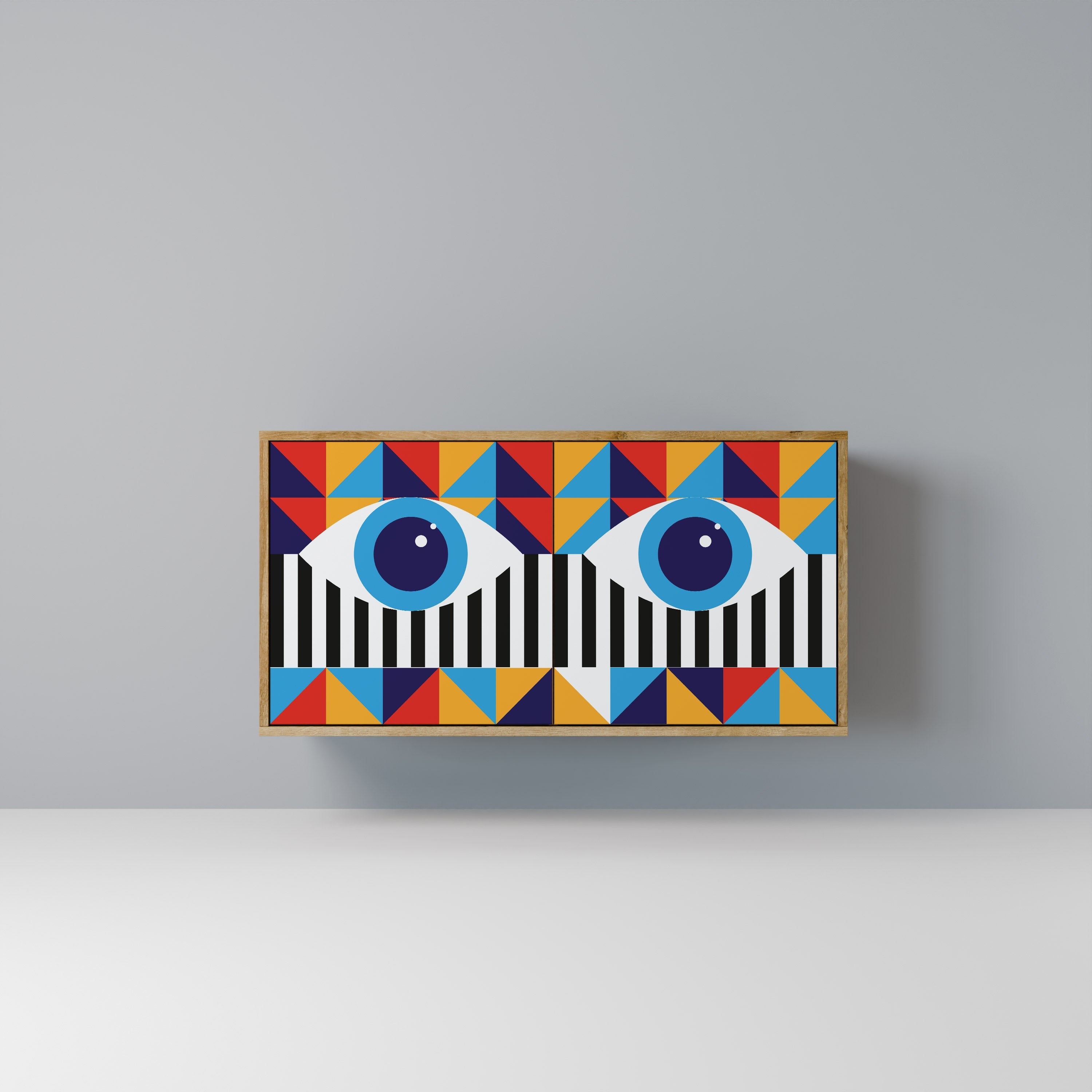 Buffet 2 portes effet chêne ABSTRACTION ET GÉOMÉTRIE