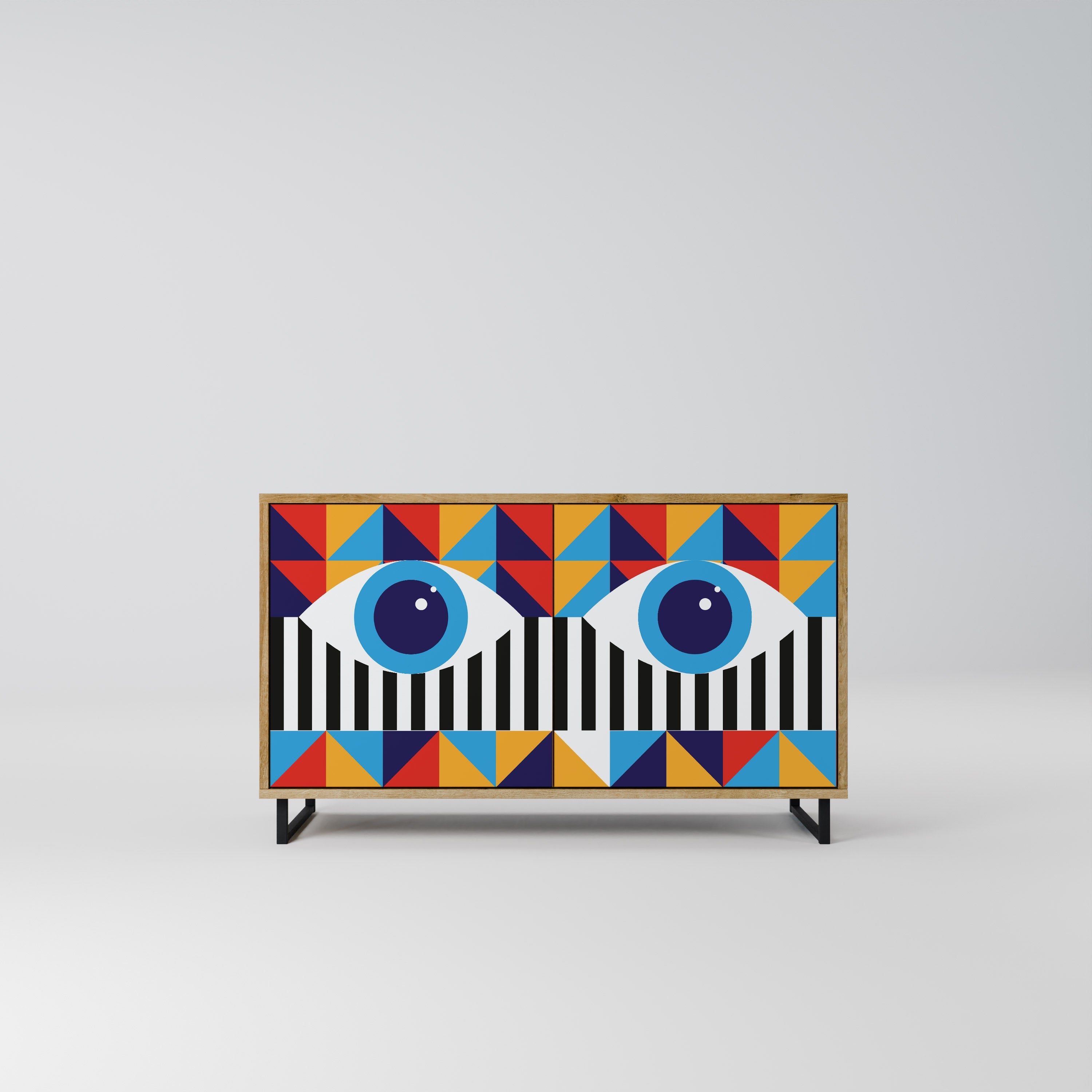 Buffet 2 portes effet chêne ABSTRACTION ET GÉOMÉTRIE