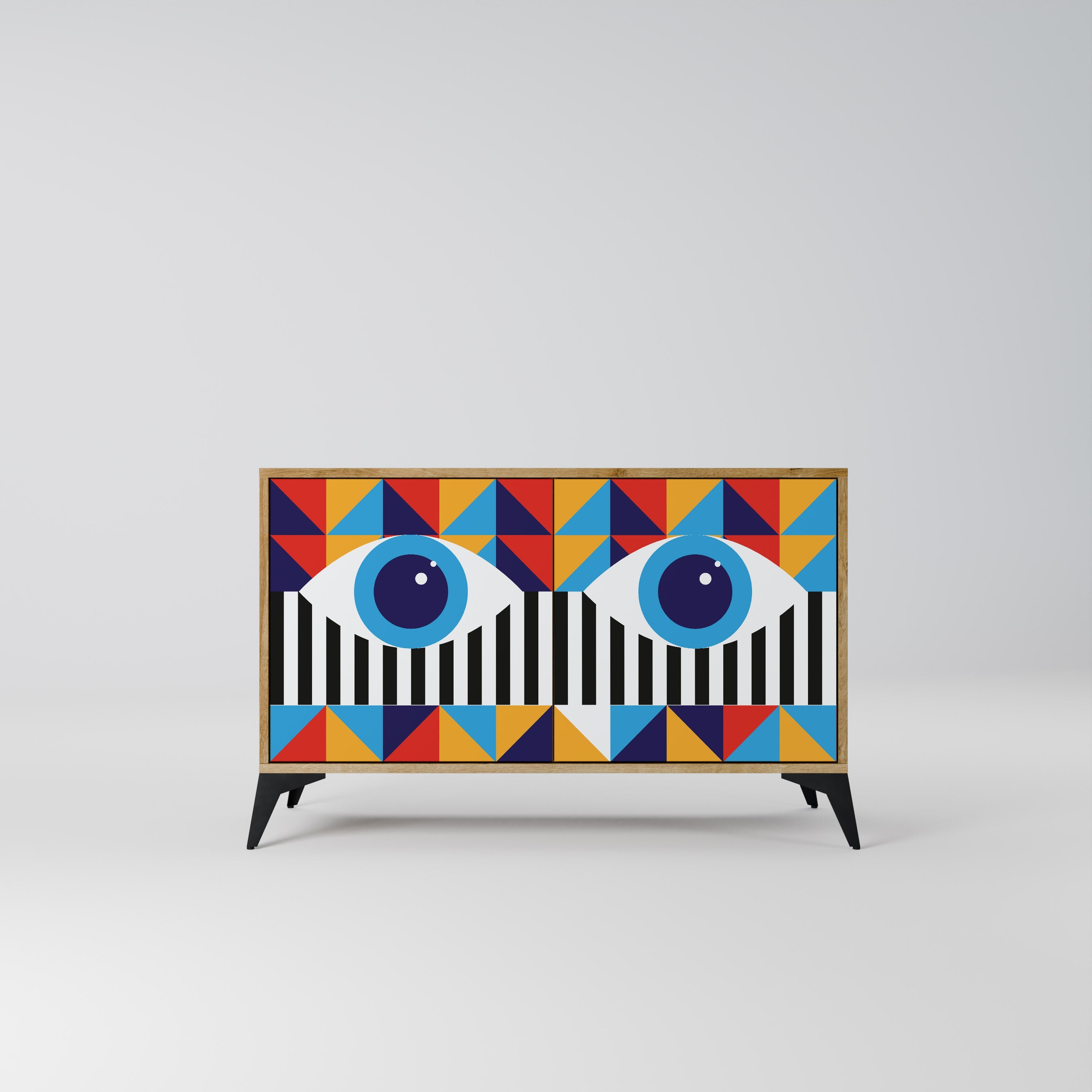 Buffet 2 portes effet chêne ABSTRACTION ET GÉOMÉTRIE