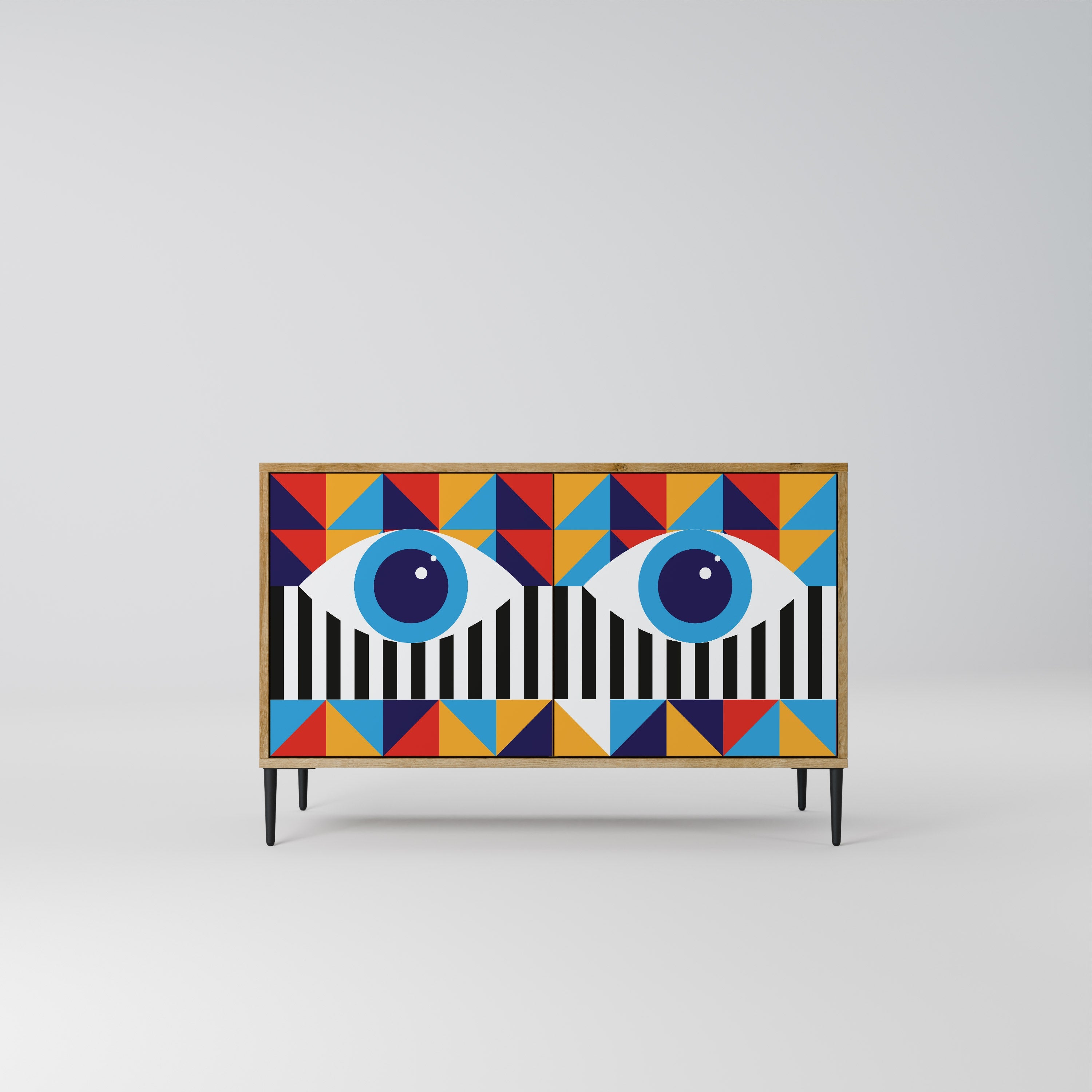 Buffet 2 portes effet chêne ABSTRACTION ET GÉOMÉTRIE