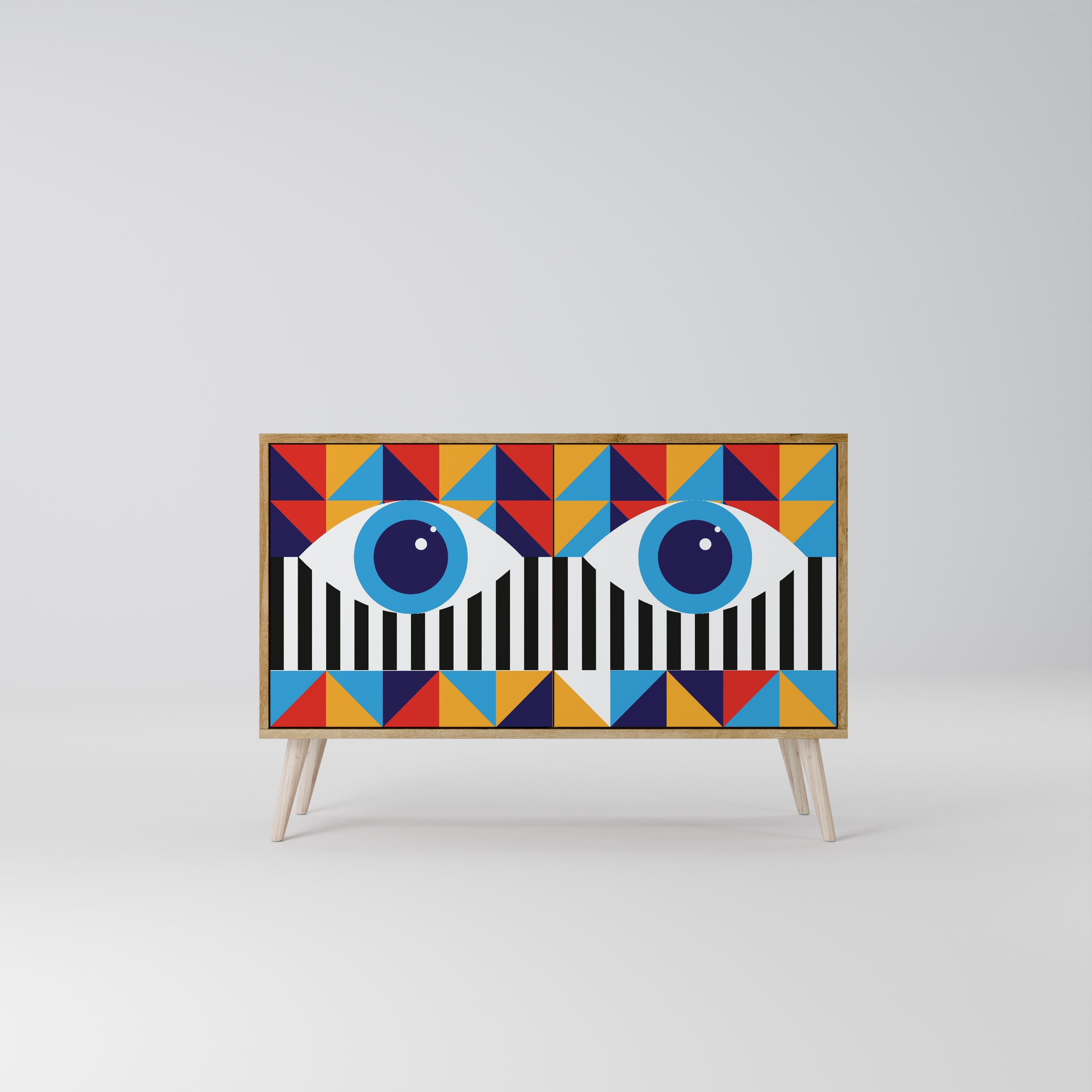 Buffet 2 portes effet chêne ABSTRACTION ET GÉOMÉTRIE