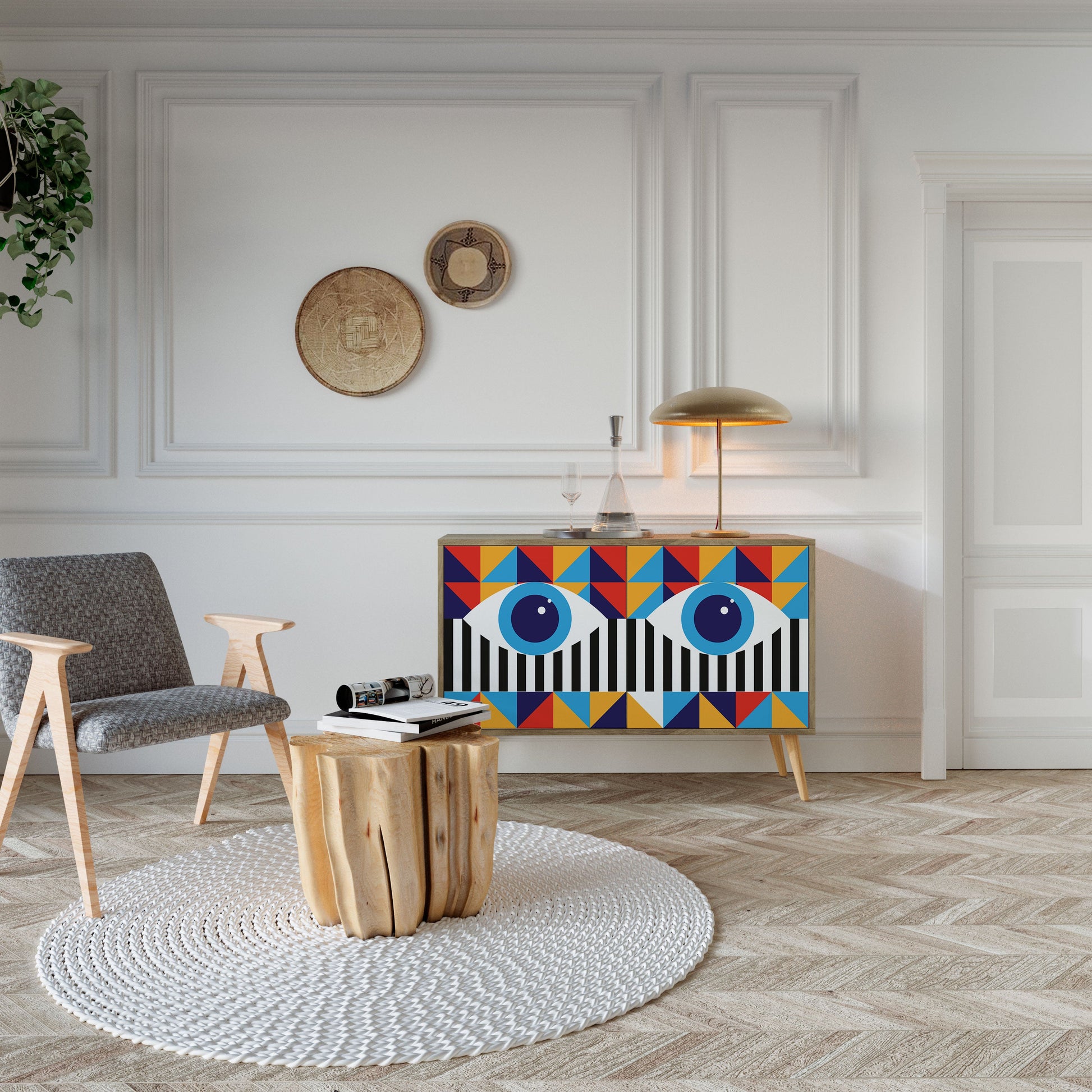ABSTRACTION AND GEOMETRY 2-Door Sideboard in Oak Effect