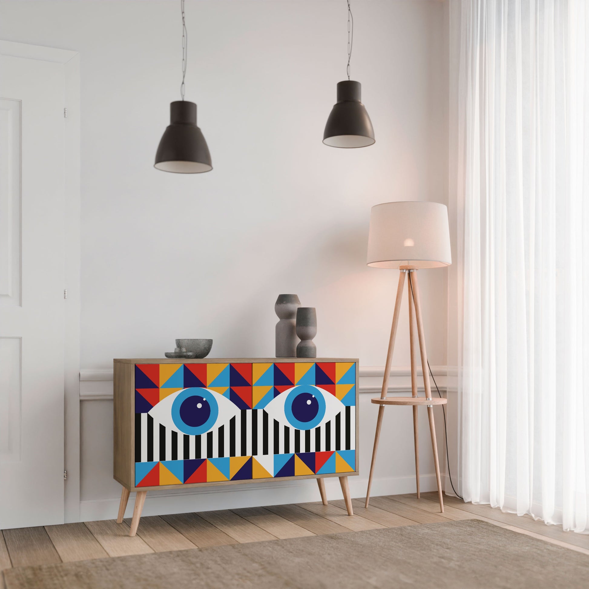 ABSTRACTION AND GEOMETRY 2-Door Sideboard in Oak Effect