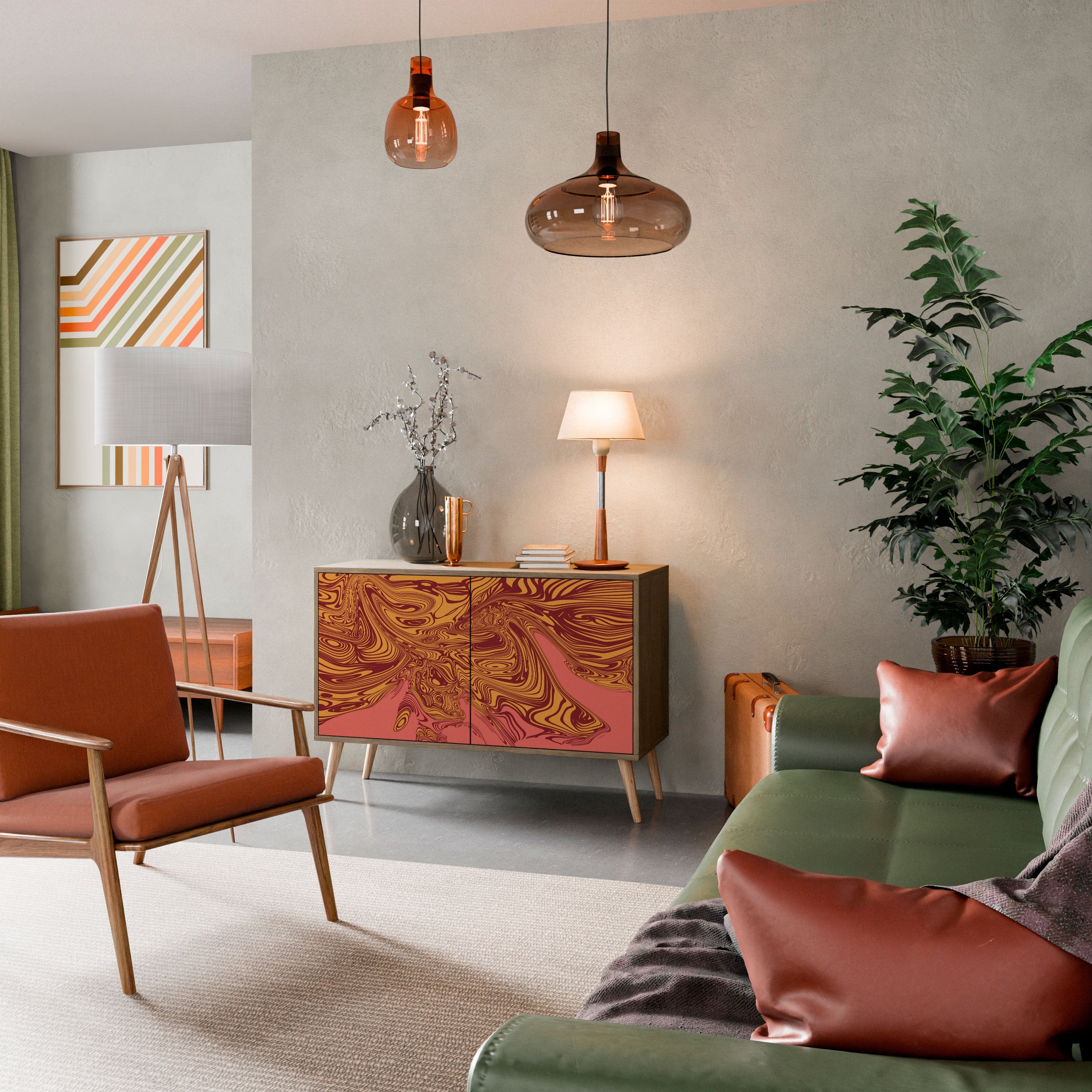 Buffet 2 portes FLOATING THOUGHTS effet chêne