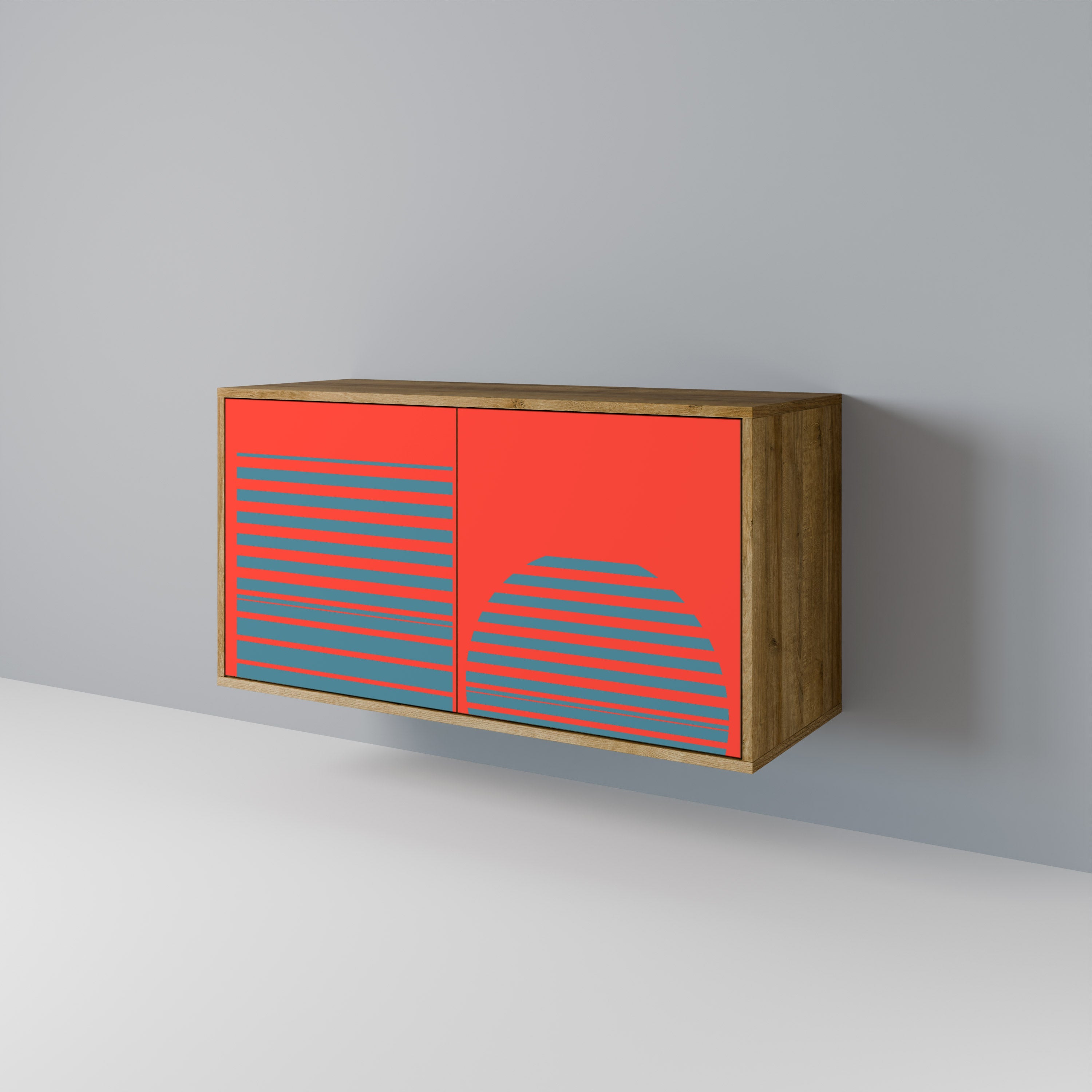 Buffet 2 portes RISING GEOMETRY STARS effet chêne