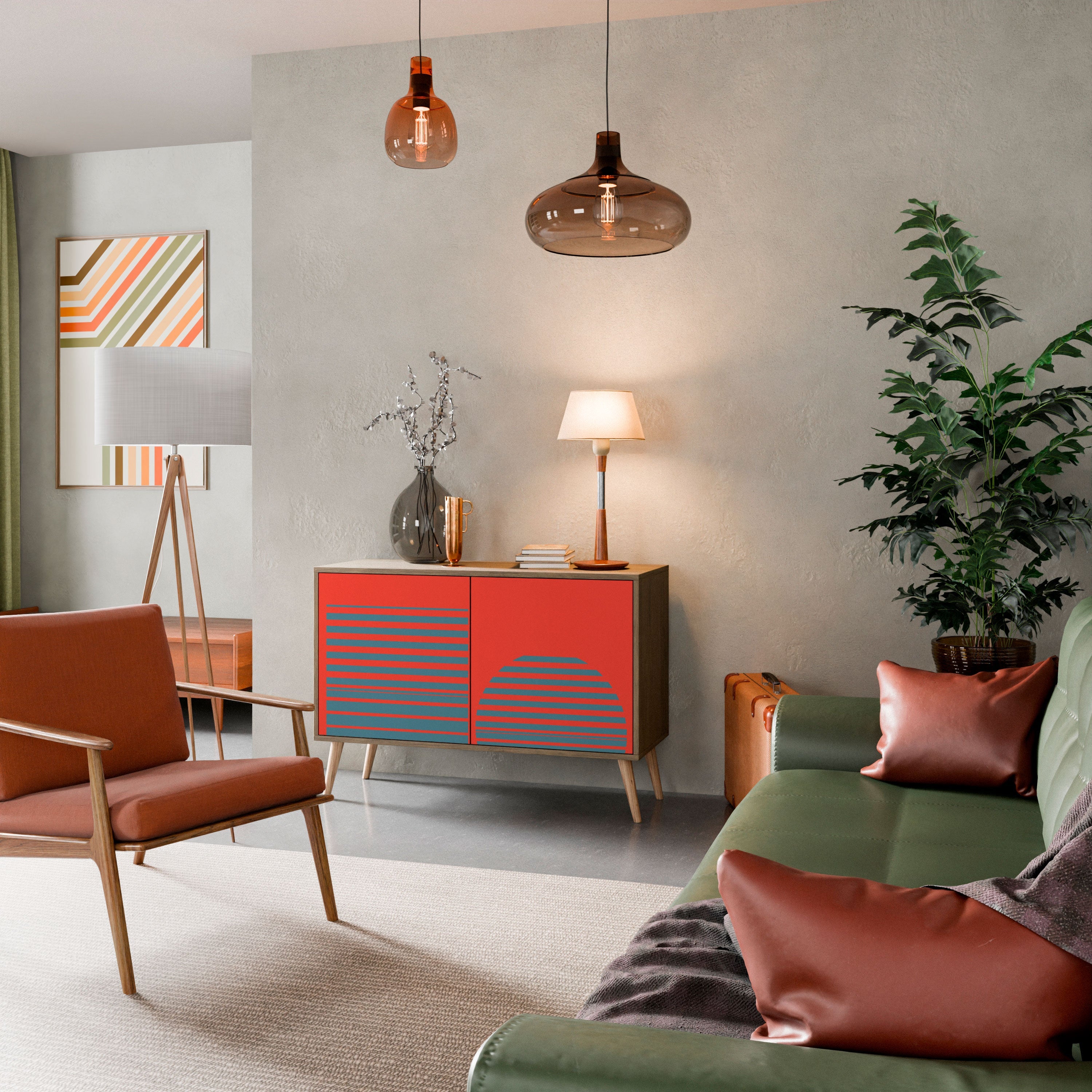 Buffet 2 portes RISING GEOMETRY STARS effet chêne