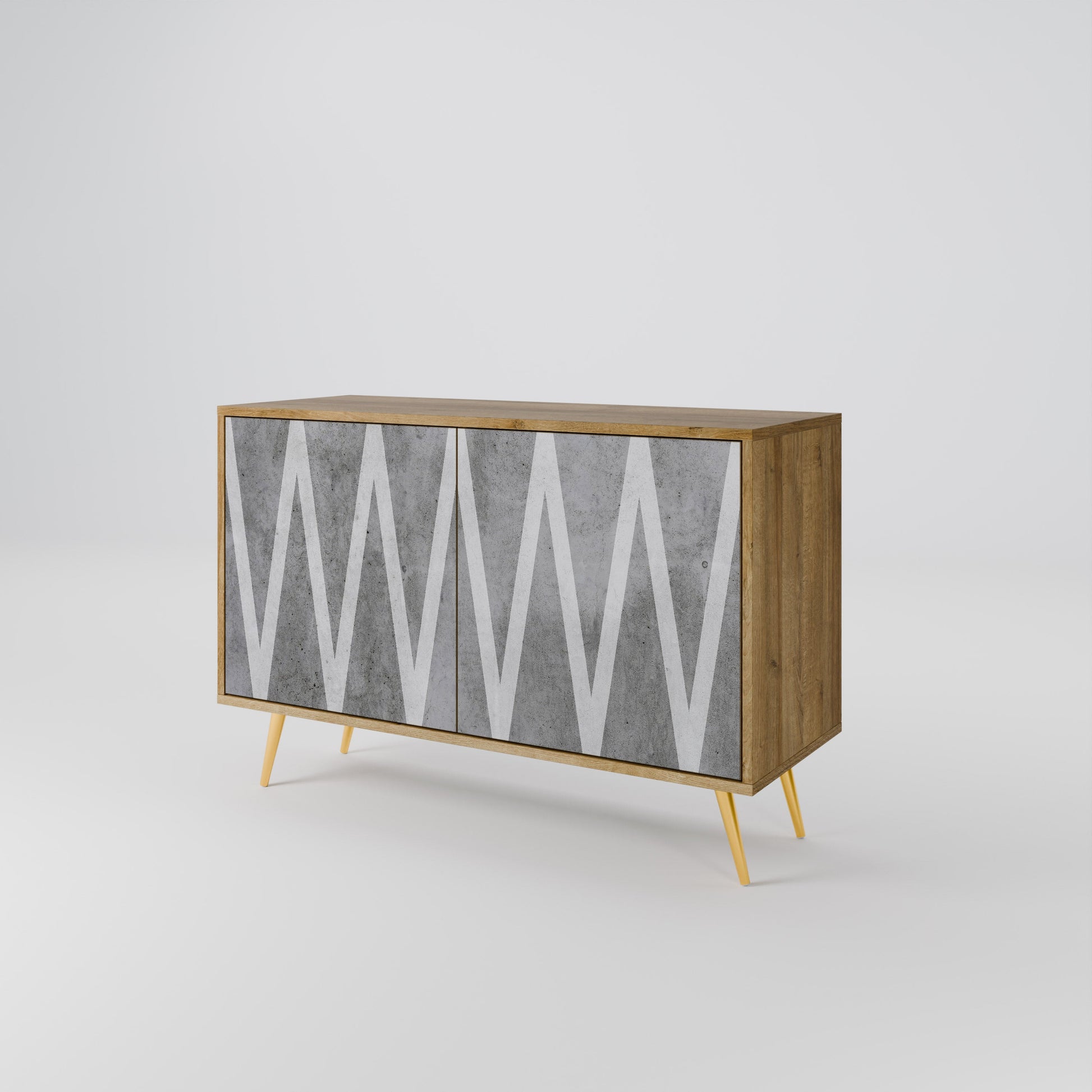 SOLID ZIG ZAG 2-Door Sideboard in Oak Effect