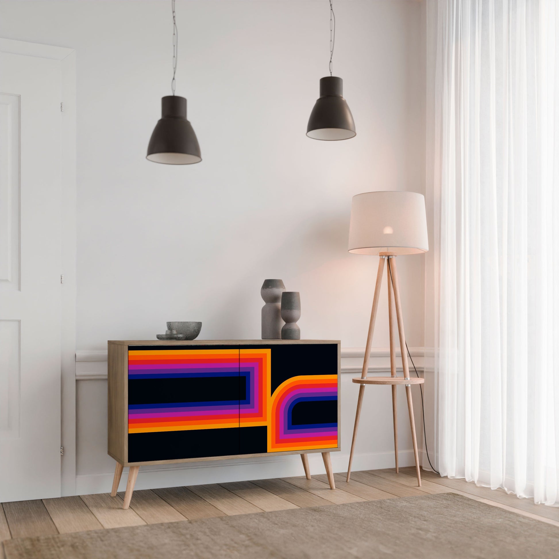 BLINDED BY THE LIGHTS 2-Door Sideboard in Oak Effect