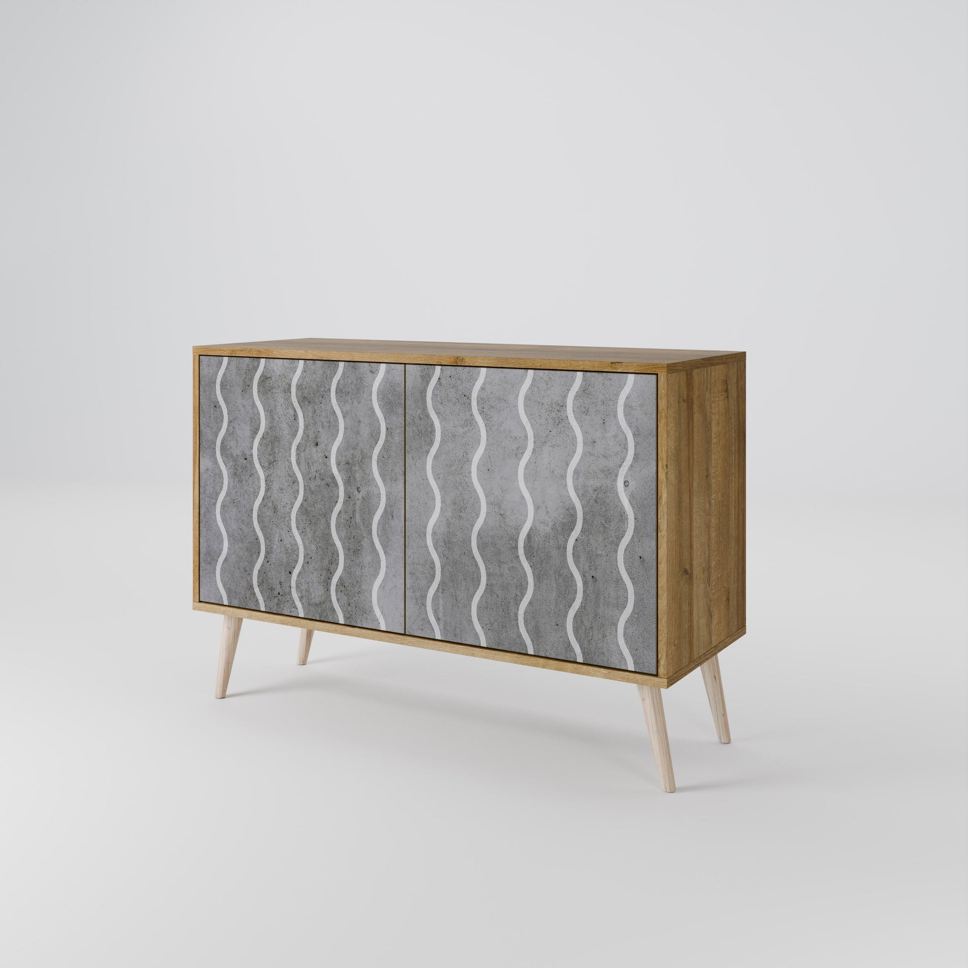 WAVES OF CONCRETE 2-Door Sideboard in Oak Effect