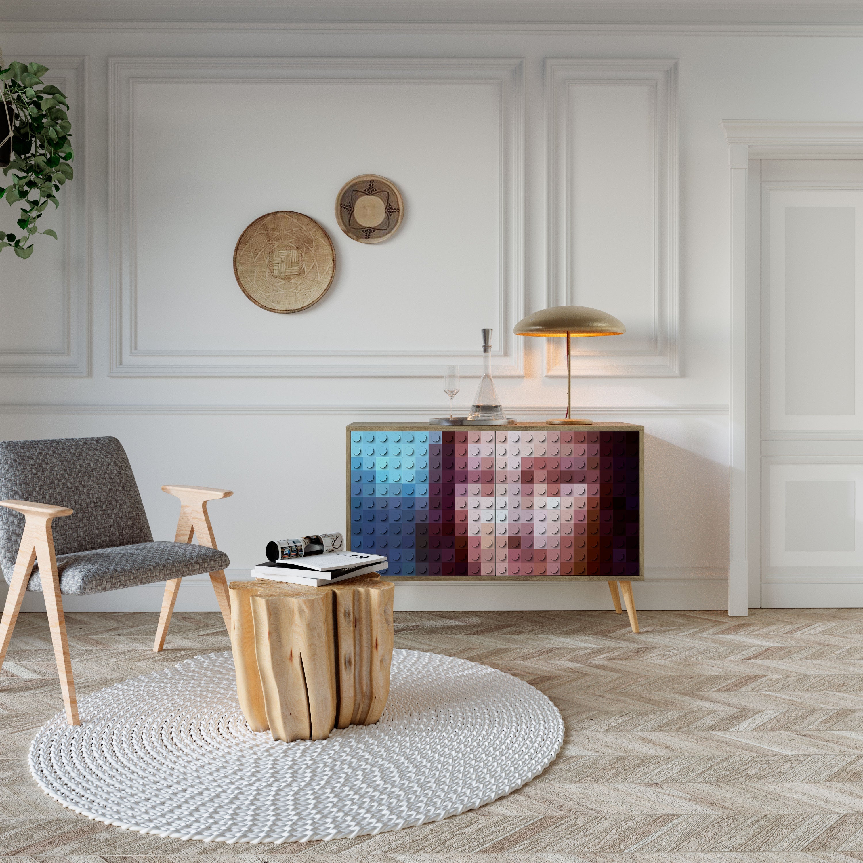 Buffet 2 portes effet chêne CONSTRUCTIVE ART