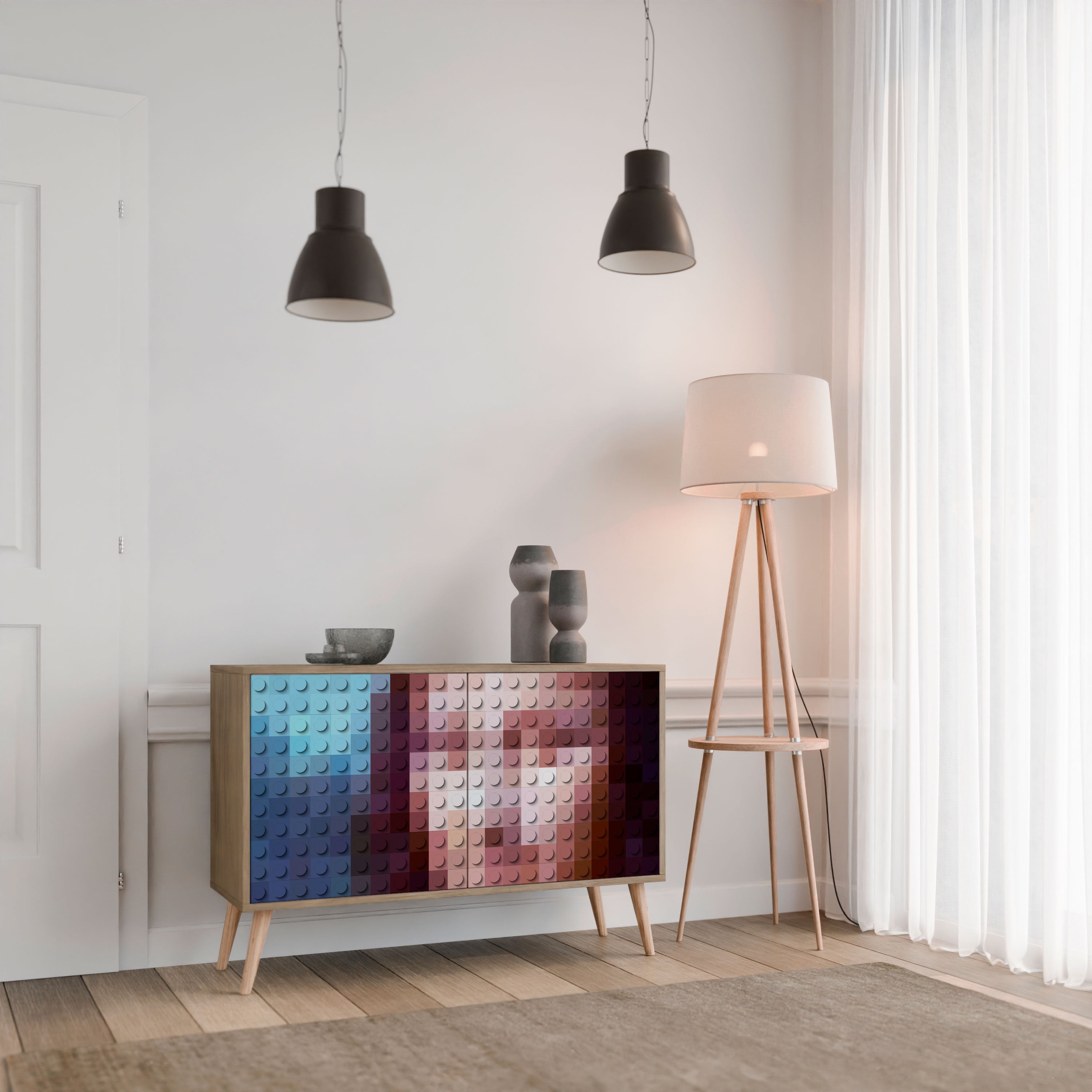 Buffet 2 portes effet chêne CONSTRUCTIVE ART