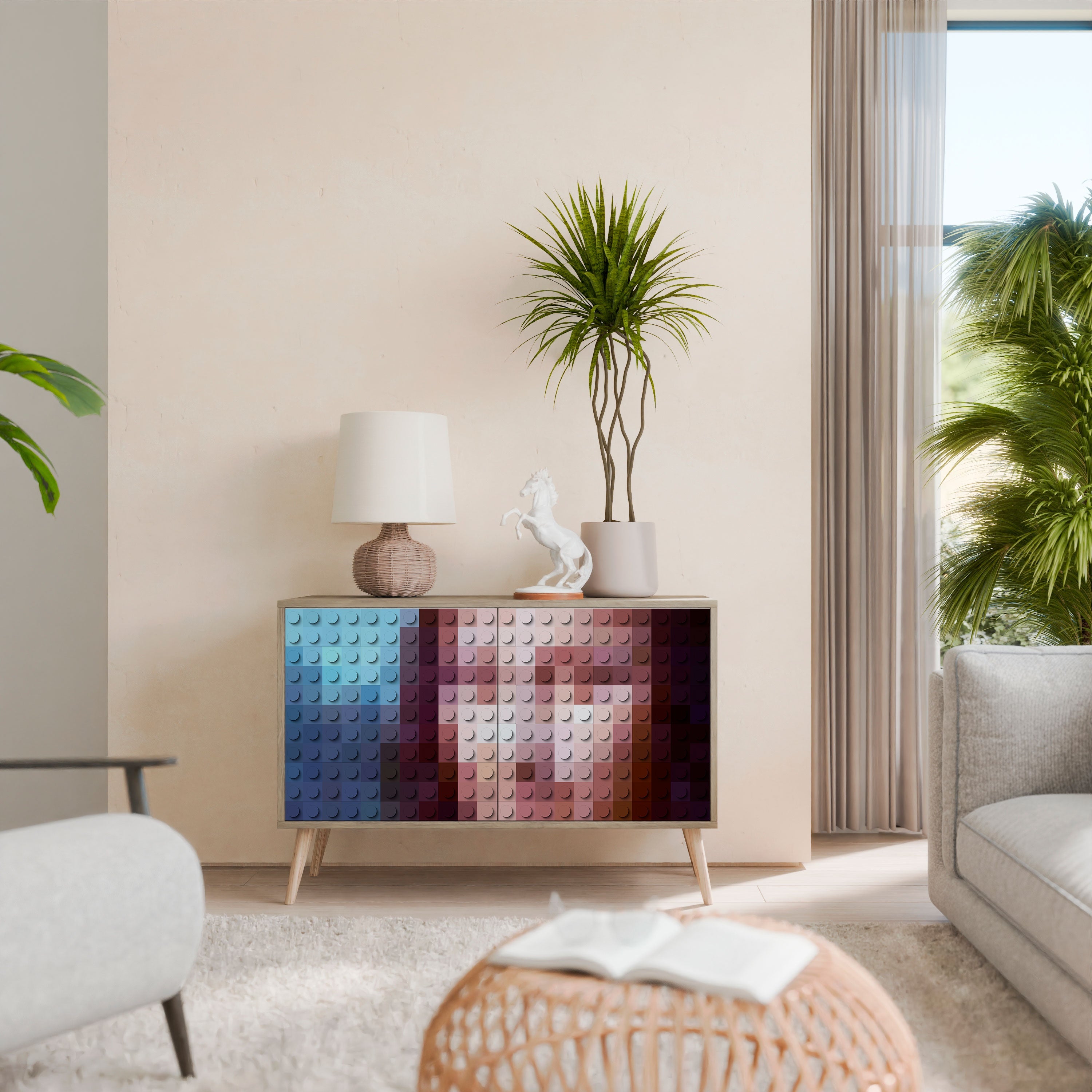 Buffet 2 portes effet chêne CONSTRUCTIVE ART