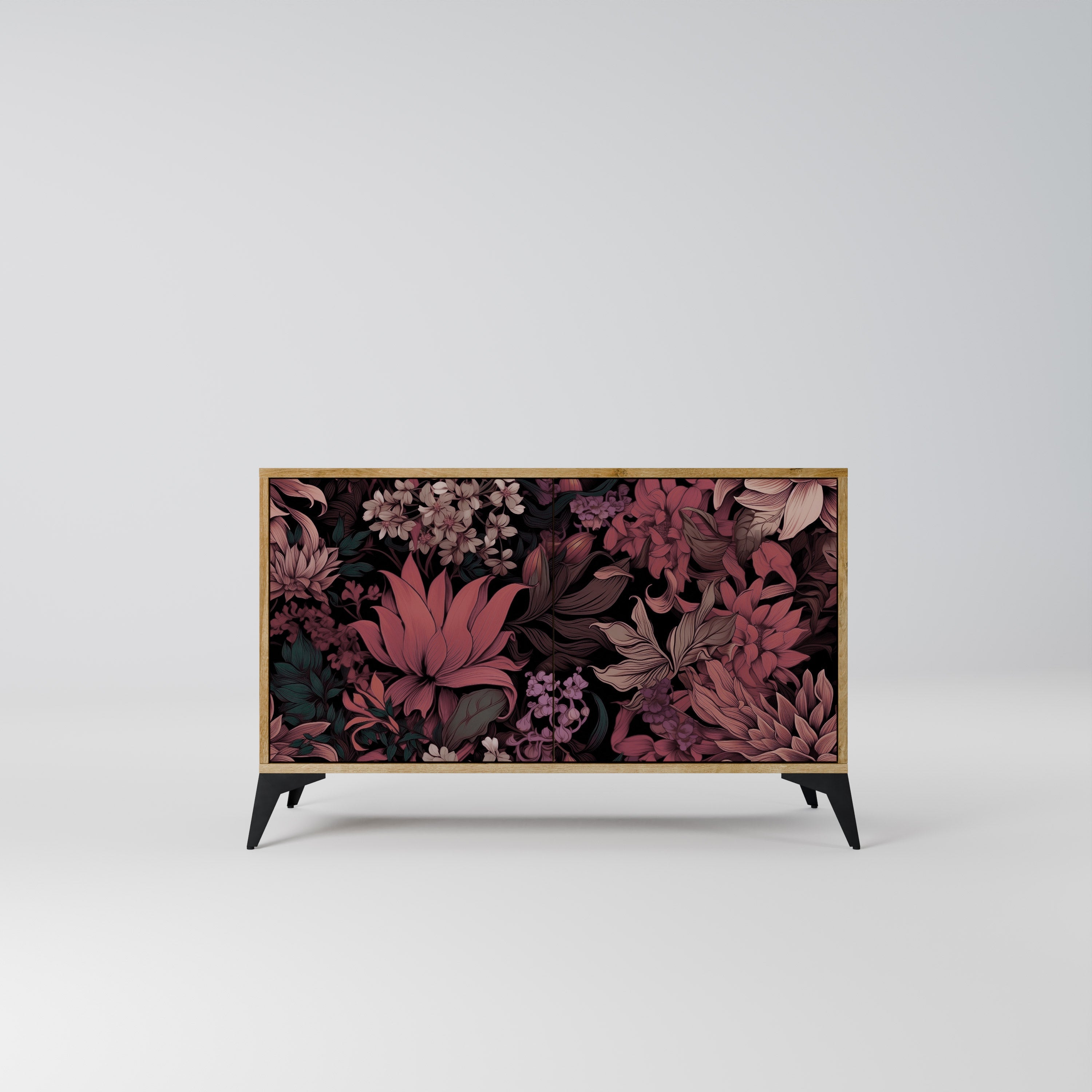 Buffet 2 portes FLORAL WHISPER effet chêne