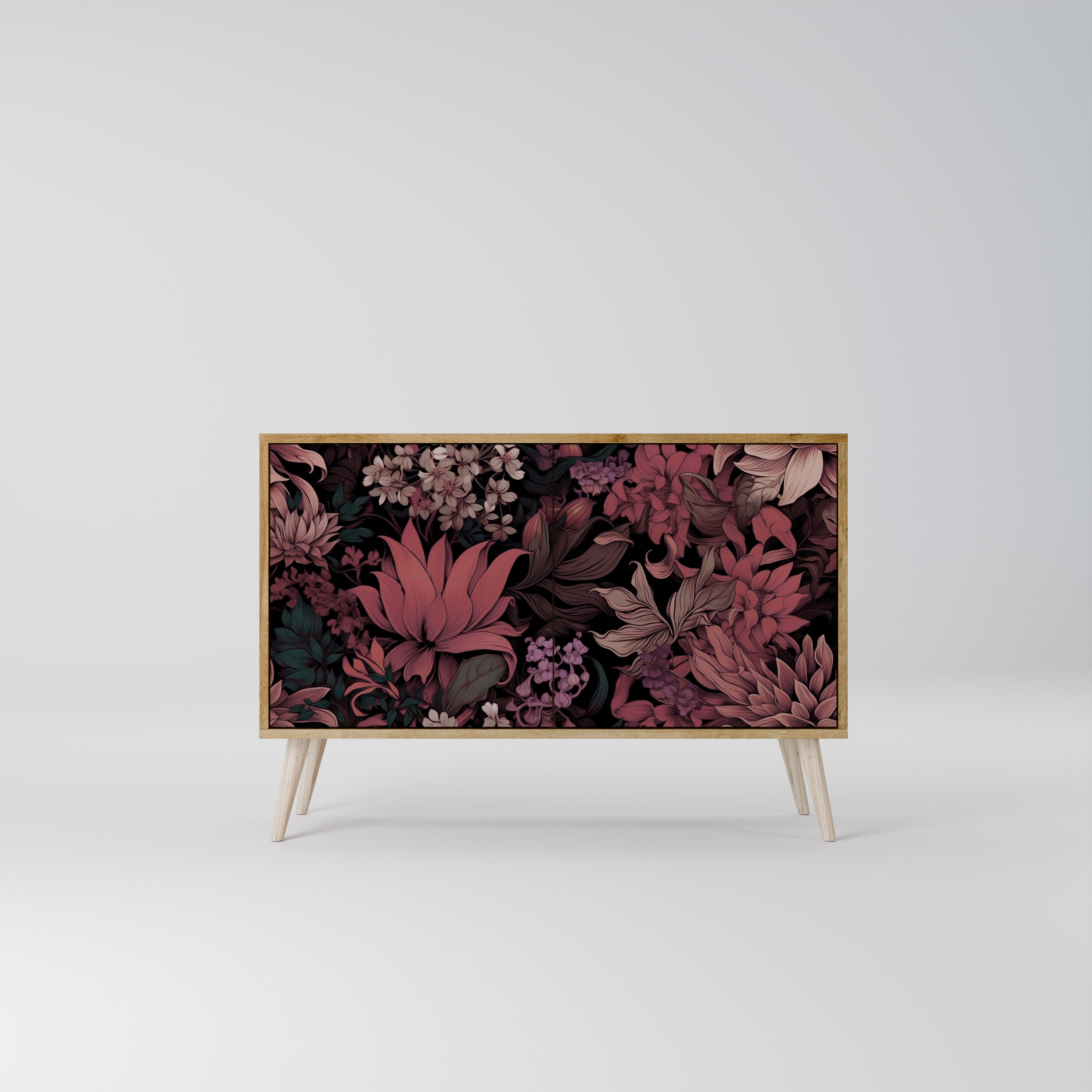 Buffet 2 portes FLORAL WHISPER effet chêne