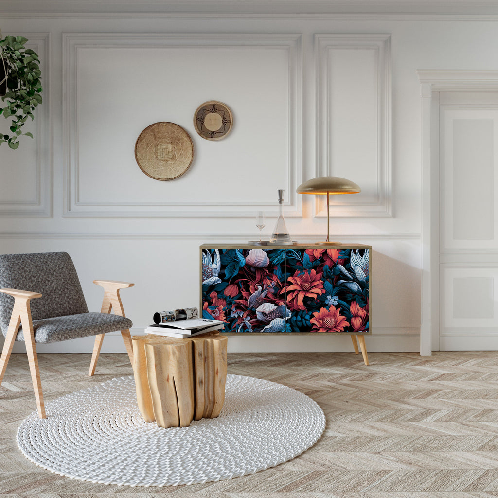 ETHEREAL BLOSSOMS 2-Door Sideboard in Oak Effect