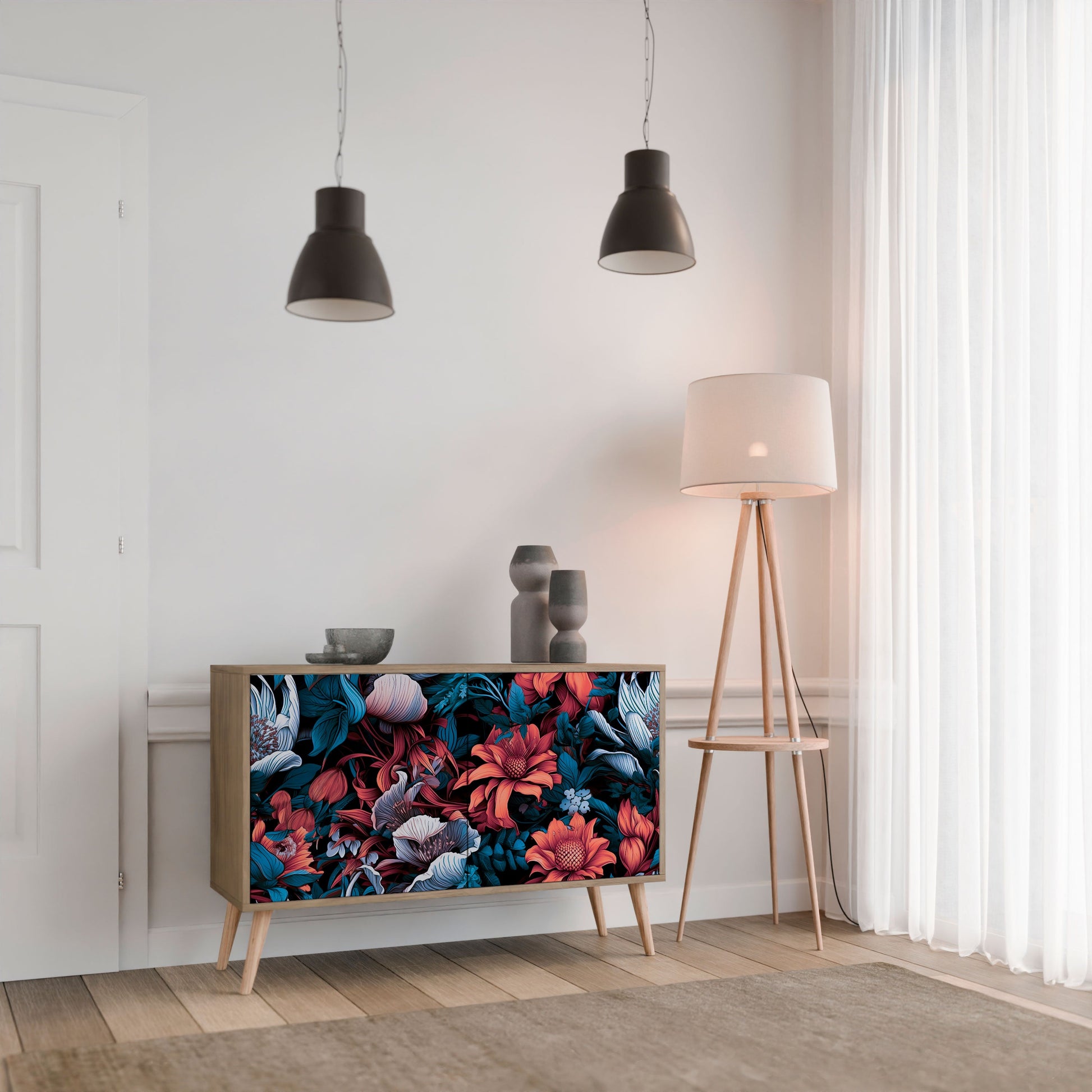 ETHEREAL BLOSSOMS 2-Door Sideboard in Oak Effect