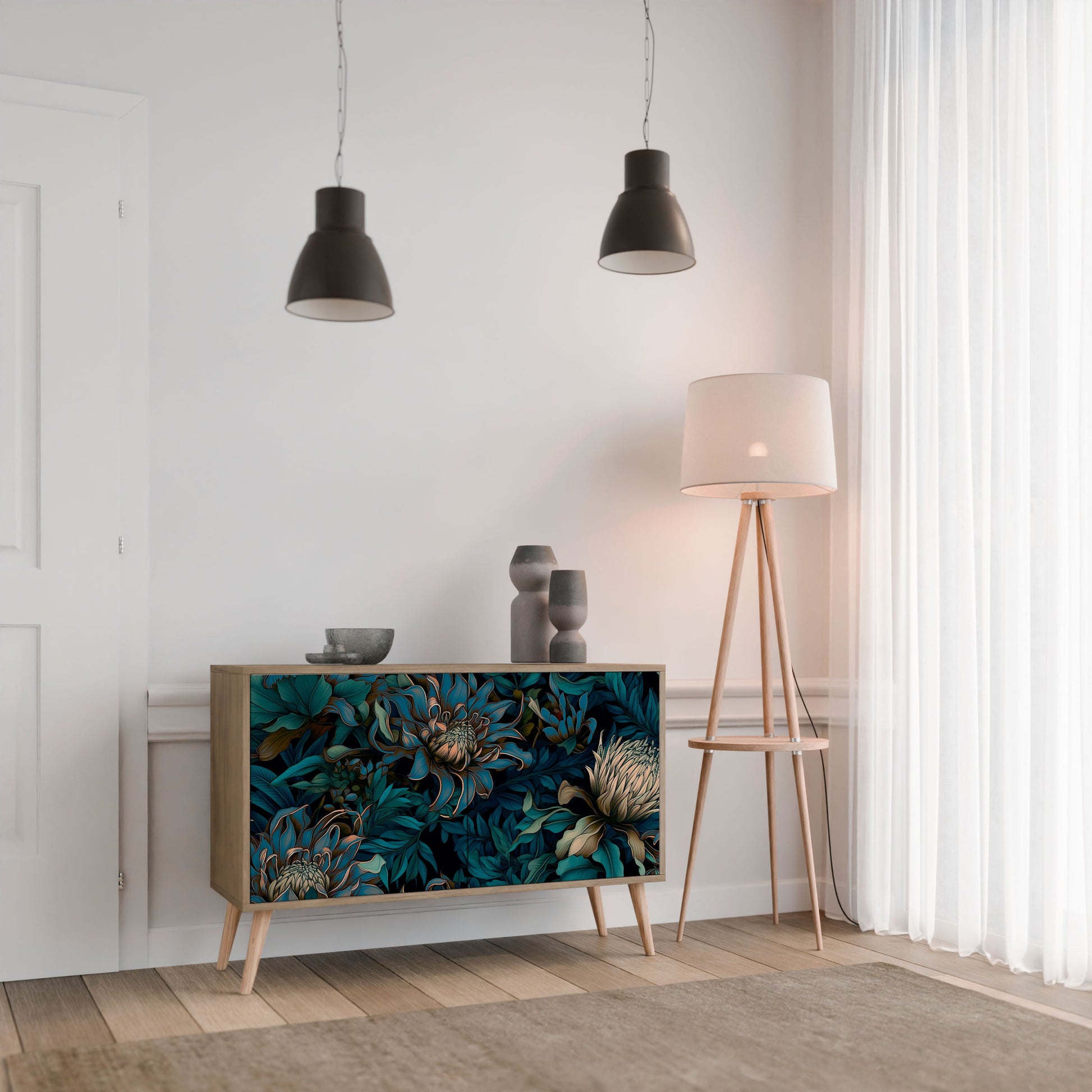 TWILIGHT BLOOM 2-Door Sideboard in Oak Effect